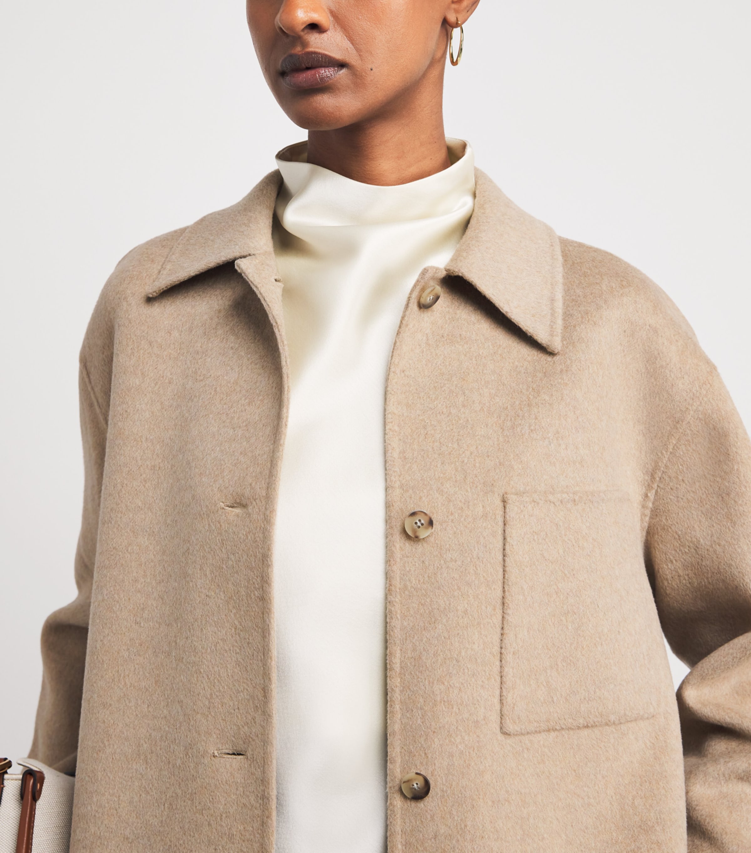 Joseph Womens Wool-Cashmere Wada Overshirt Powder Melange Image 6