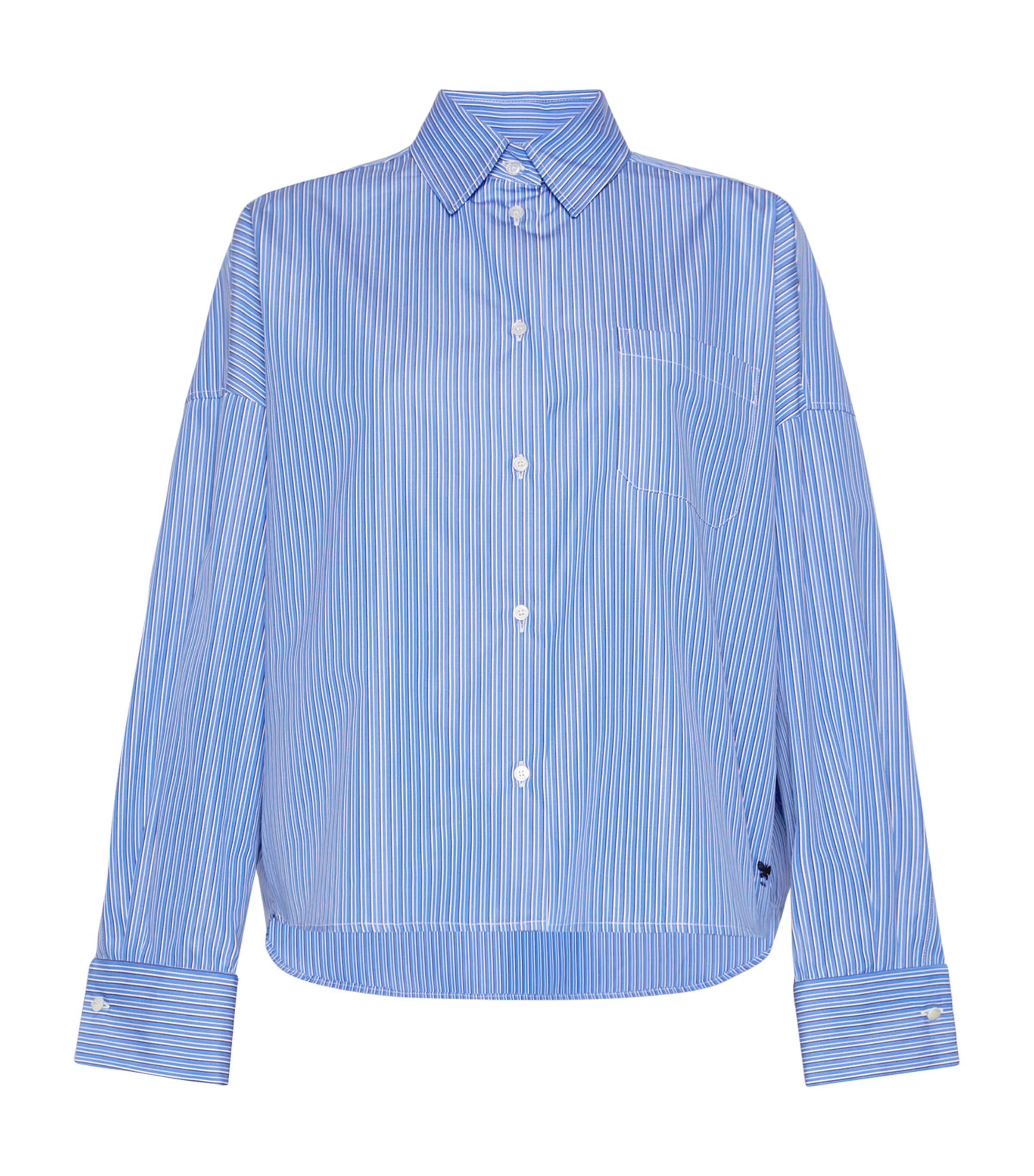 Weekend Max Mara Womens Cotton Stripe Cropped Shirt Cornflower Blue Image 1
