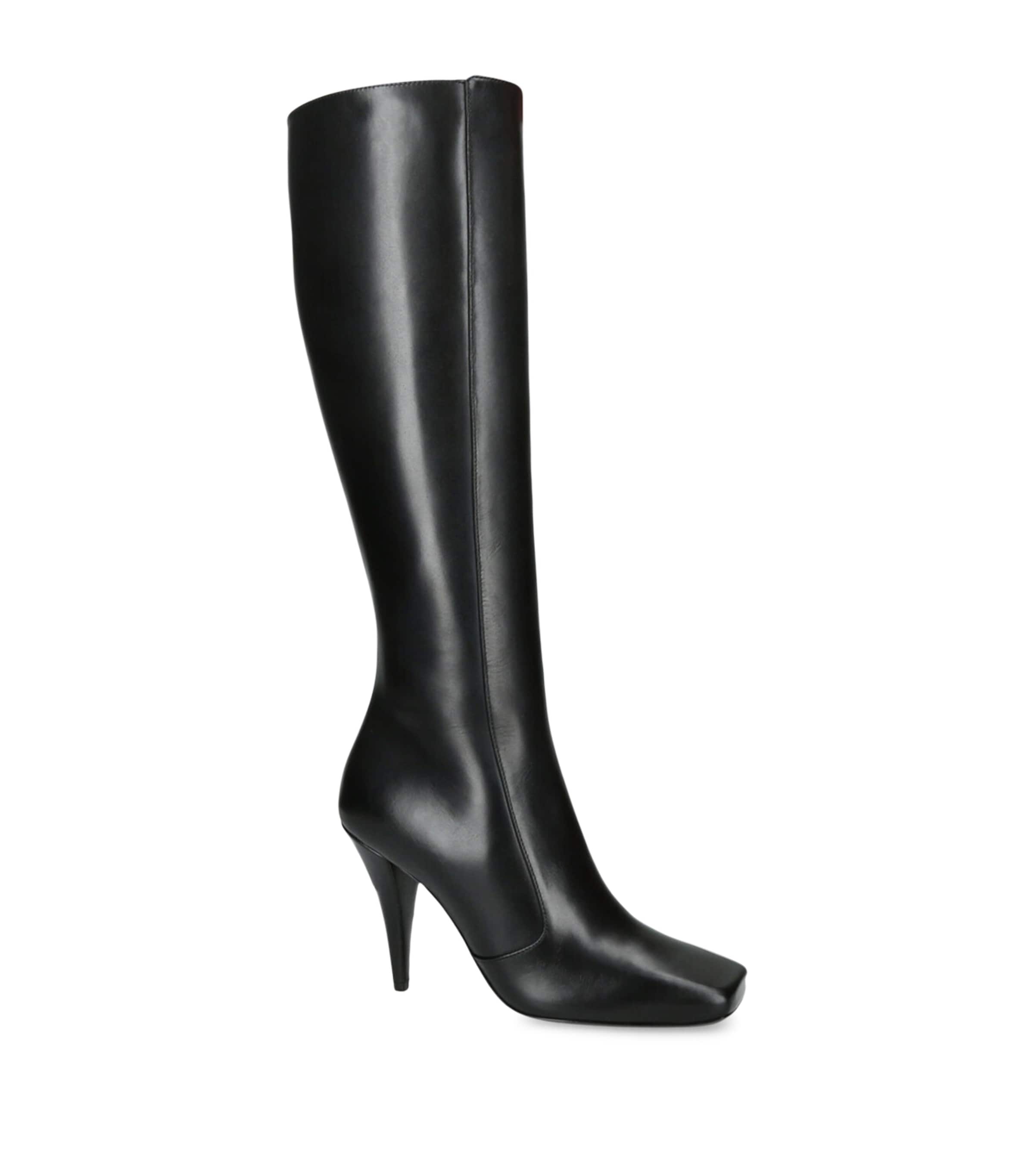 Givenchy Leather Square-toe Knee-high Boots 95 In Black