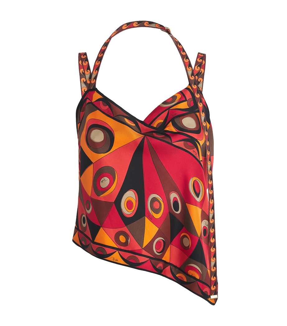 PUCCI Womens Silk Occhi Print Scarf Top Orange Image 1