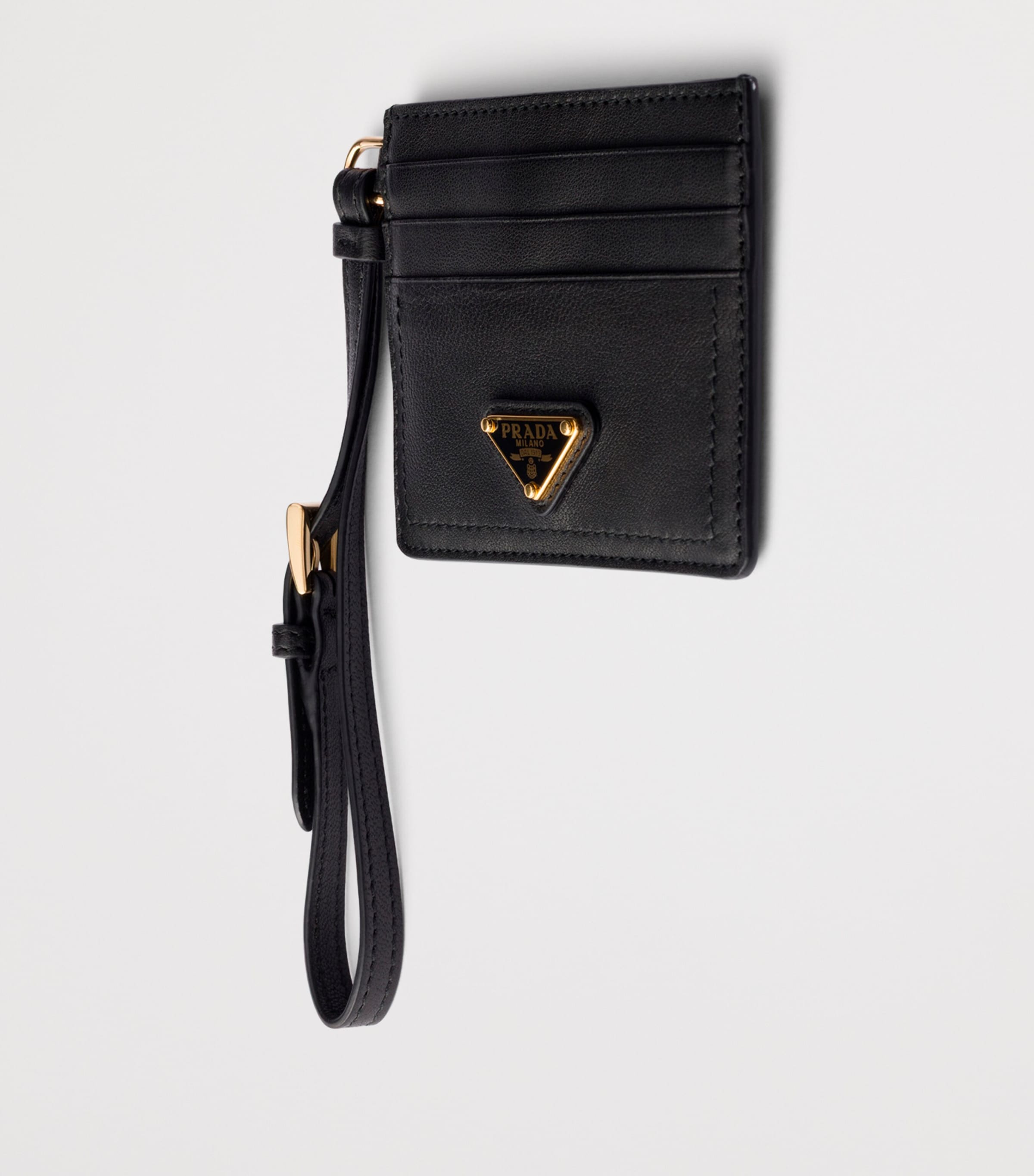 Prada Leather Triangle Card Holder Black Image 2