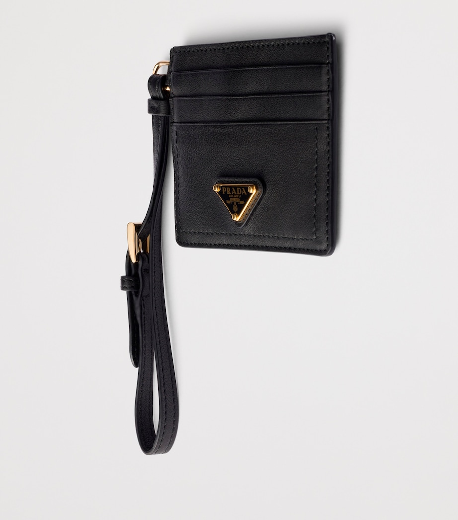 Prada Leather Triangle Card Holder Black Image 2