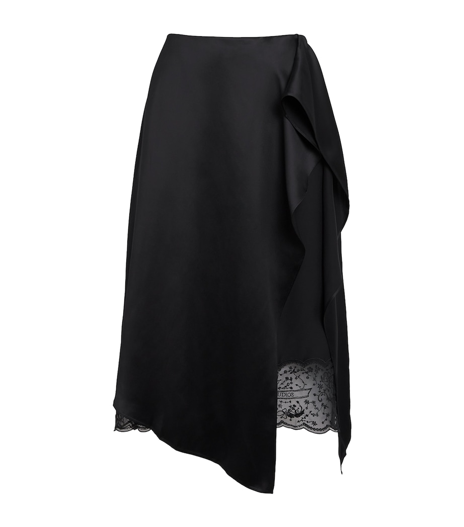 Acne Studios Womens Satin Layered Midi Skirt Black Image 1