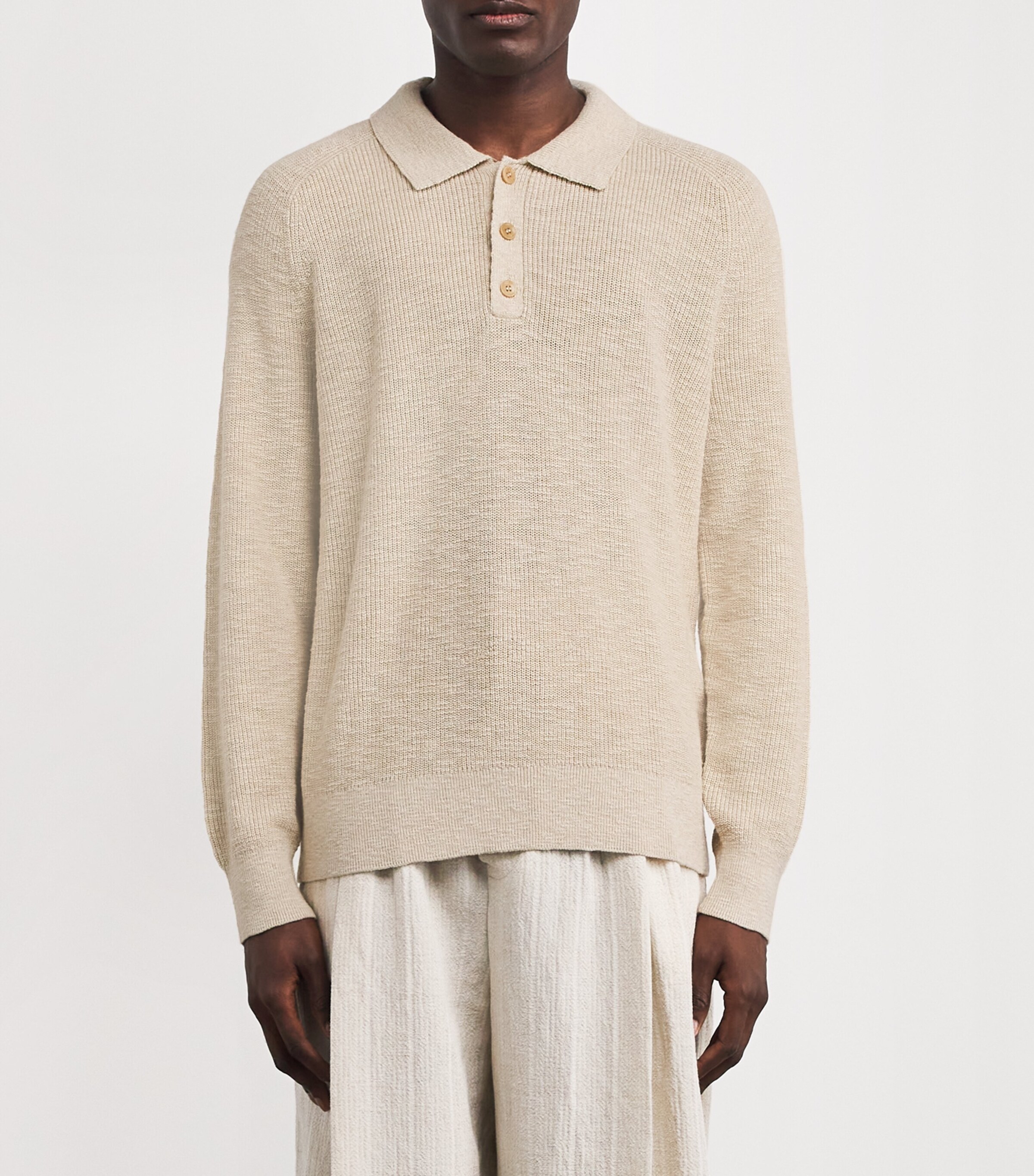 PAIGE Mens Cotton-Linen Polo Sweater Joshua Tree Image 3