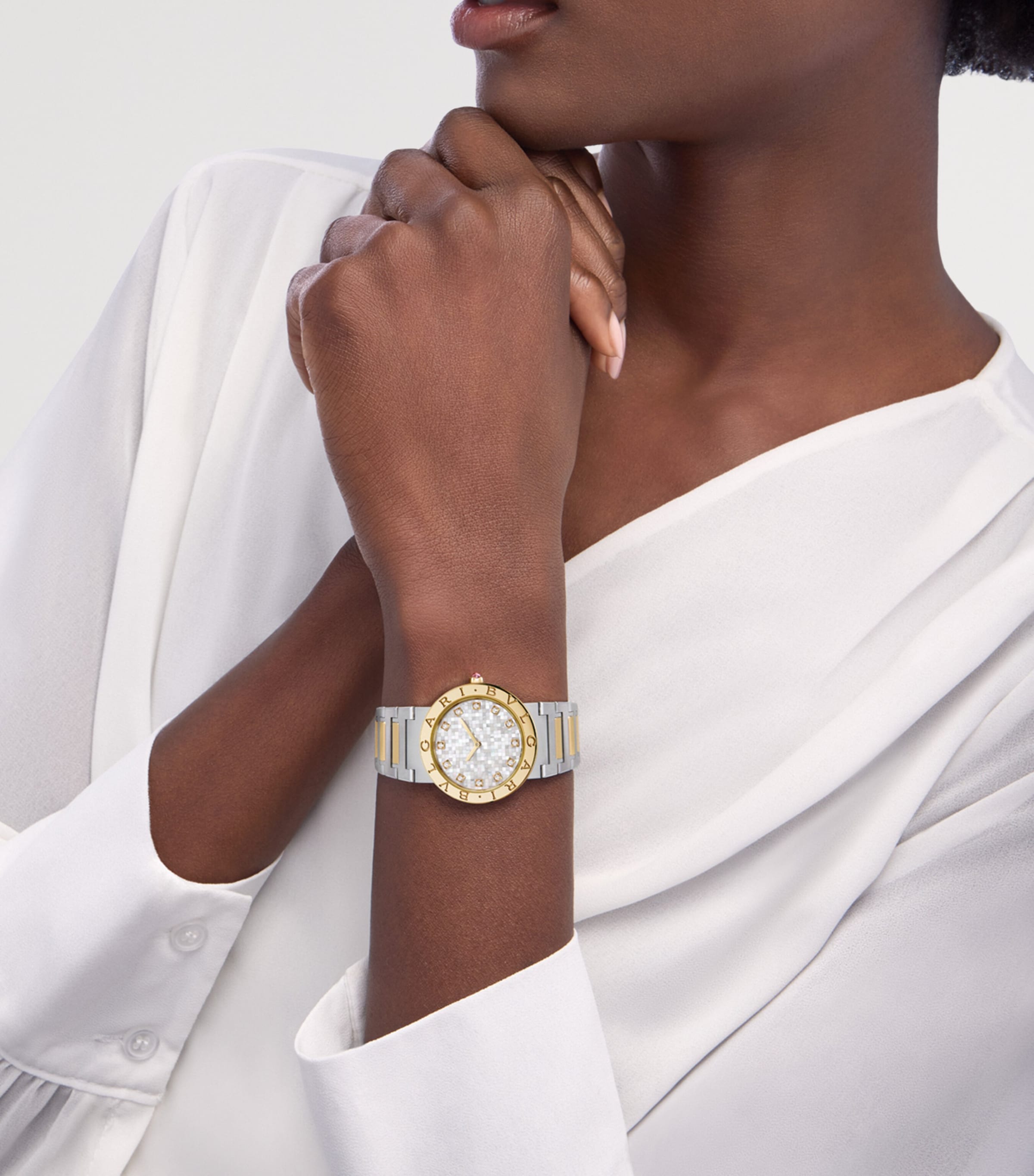 Stainless Steel and Yellow Gold Bvlgari Bvlgari Watch 33mm WHITE Image 5