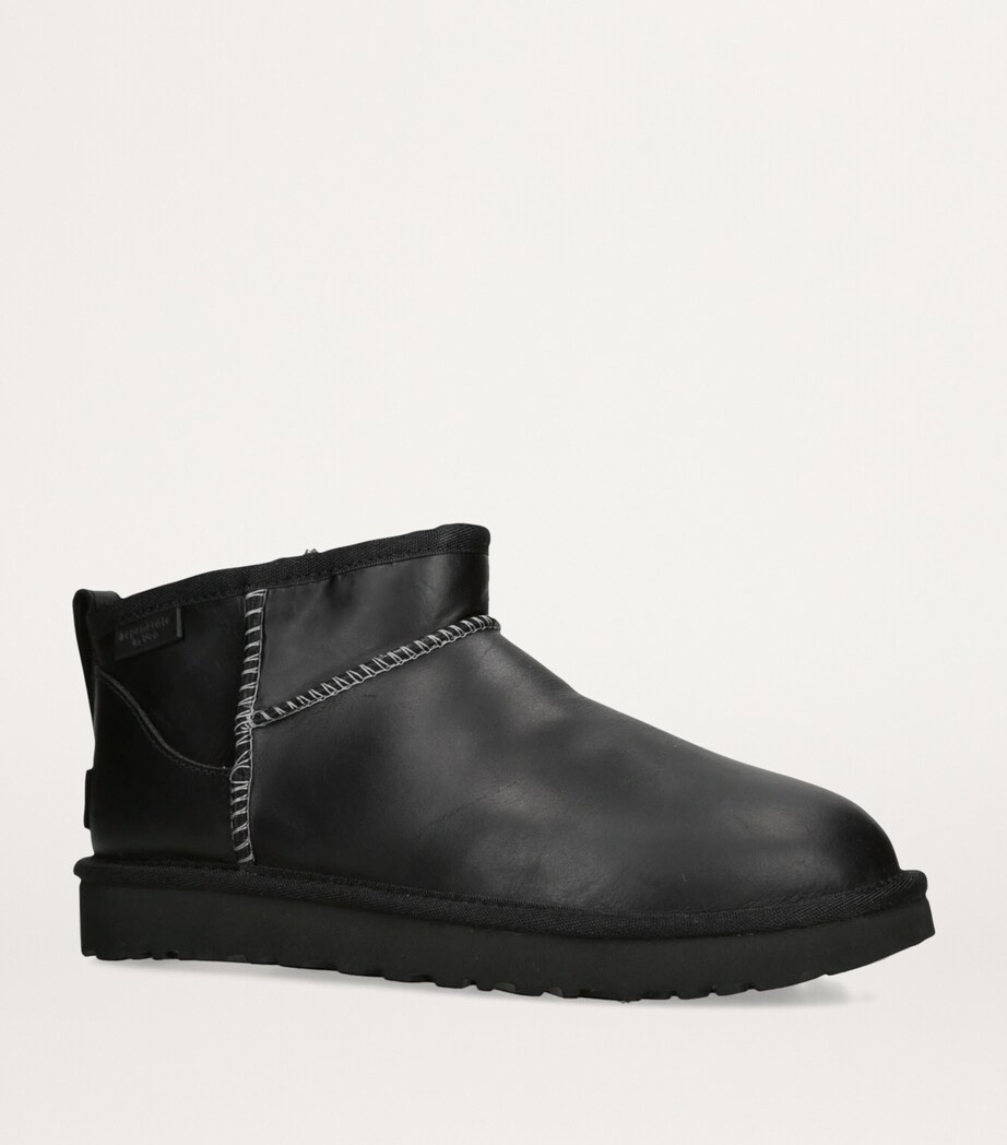 UGG Leather Classic Ultra Mini Regen Boots Black Image 3