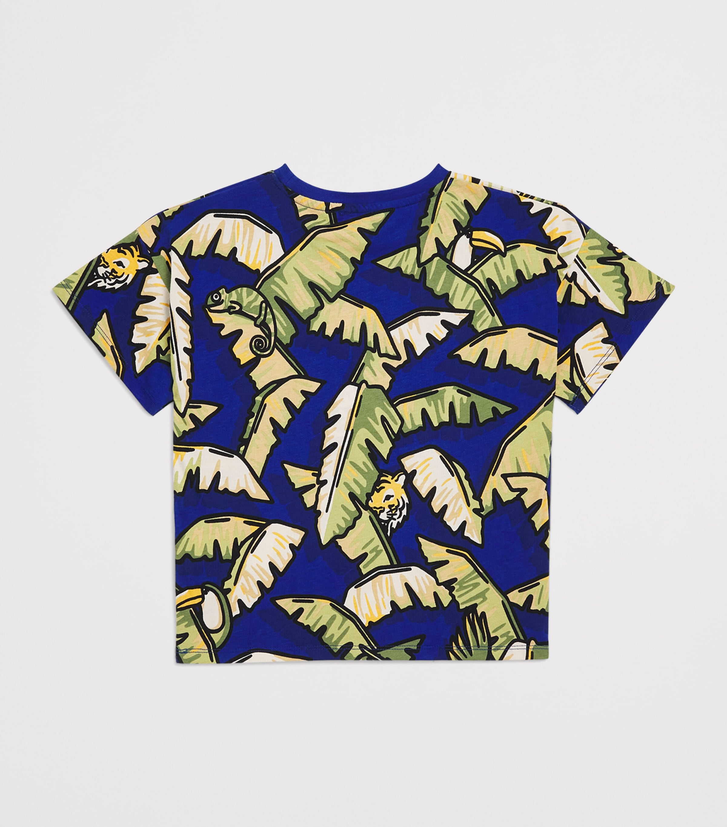 Kenzo Kids Cotton Jungle Logo T-Shirt (2-14 Years) Blue Image 2