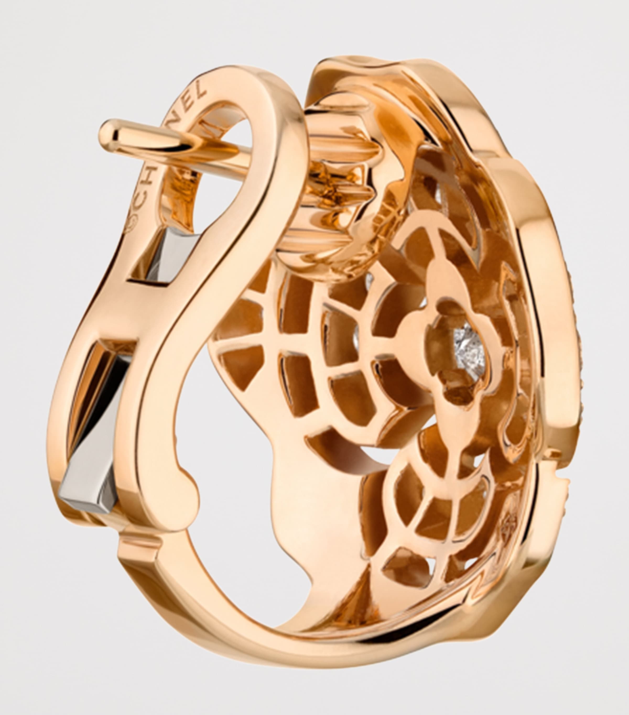 CHANEL Rose Gold and Diamond Bouton de Camélia Stud Earrings Rose Gold Image 5