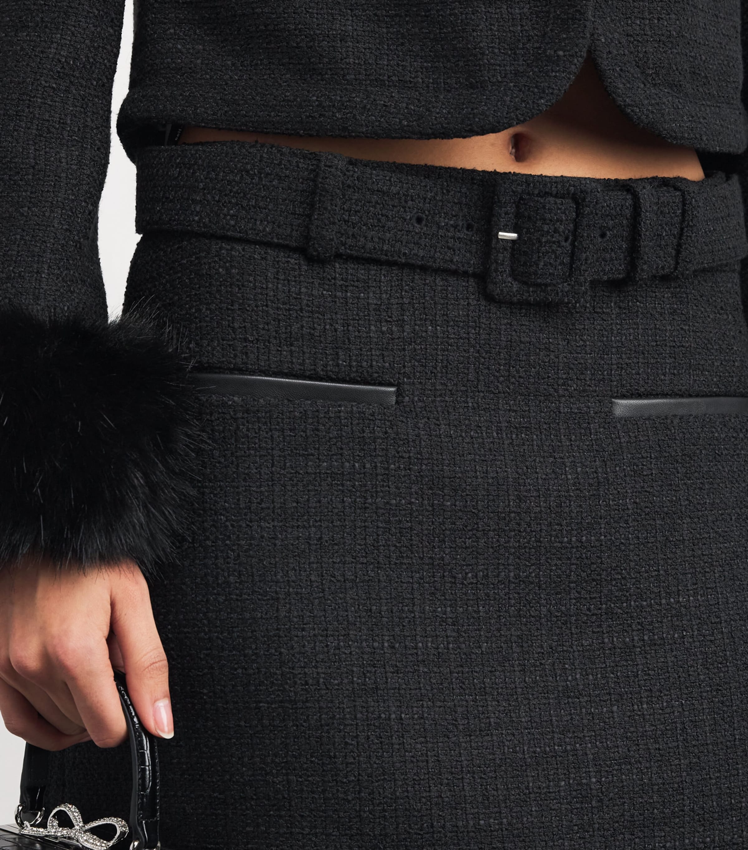 Bouclé Mini Skirt BLACK Image 6