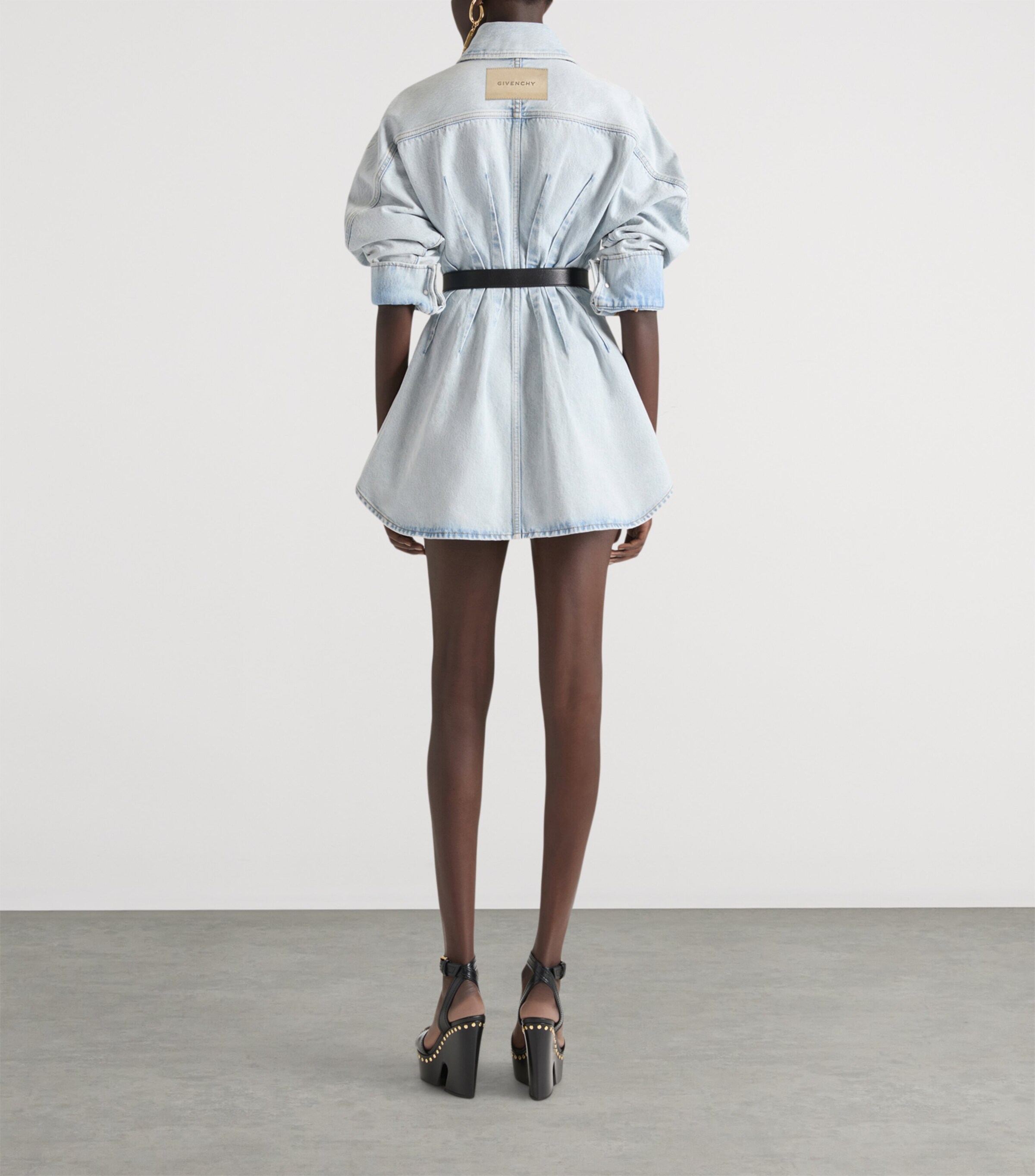 Denim Mini Shirt Dress LIGHT BLUE Image 3