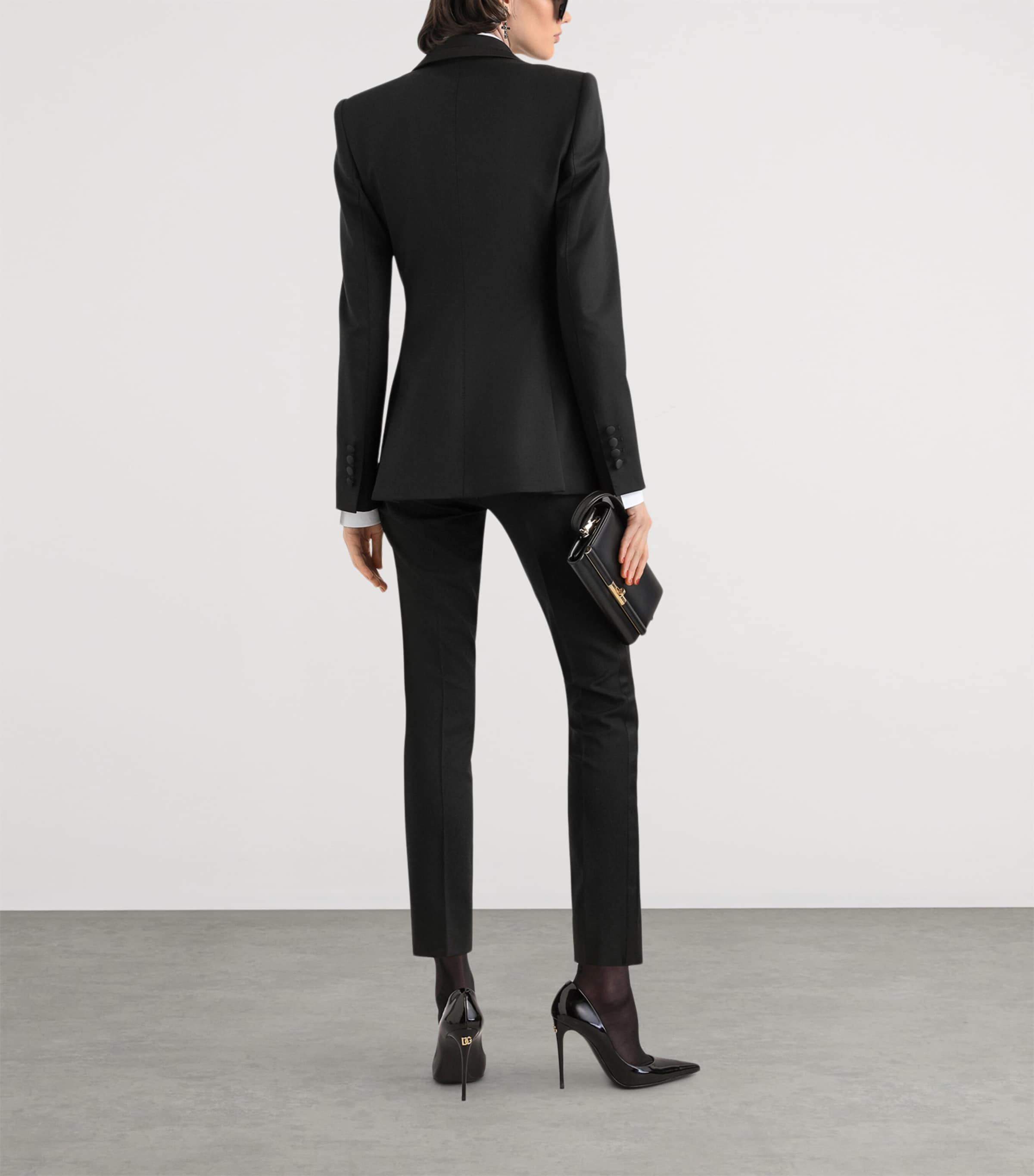 Dolce&Gabbana Womens Virgin Wool-Blend Blazer Black Image 3