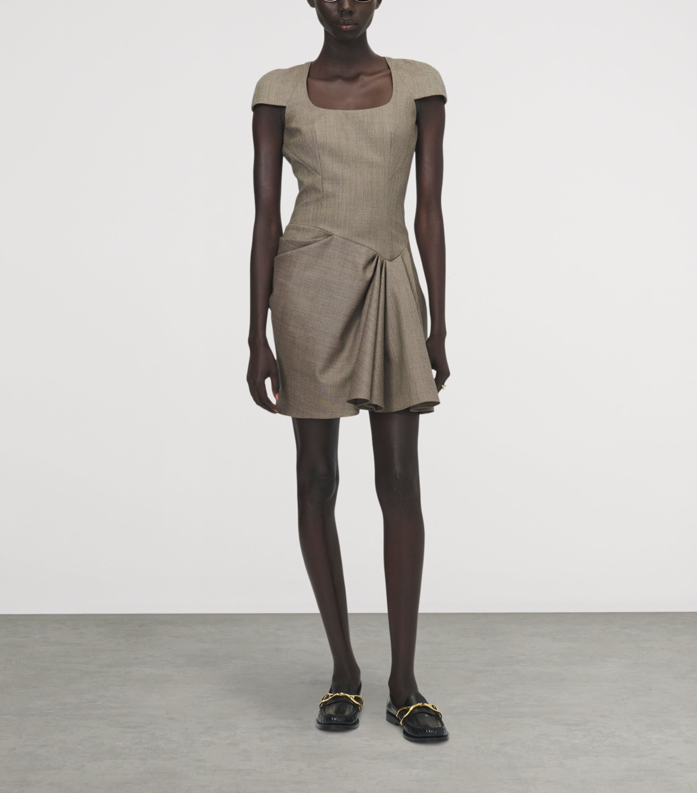 McQueen Womens Wool Gathered Mini Dress Image 2