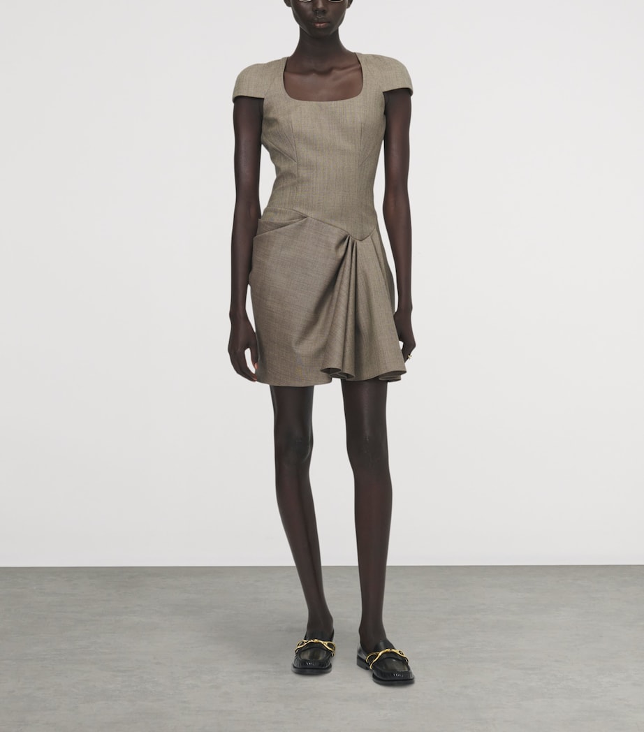 McQueen Womens Wool Gathered Mini Dress Image 2