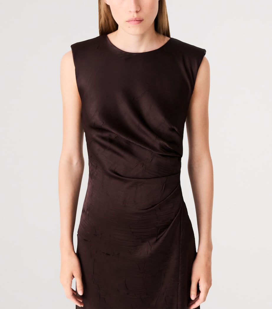 Maje Womens Ruched Sleeveless Midi Dress Brown Image 7