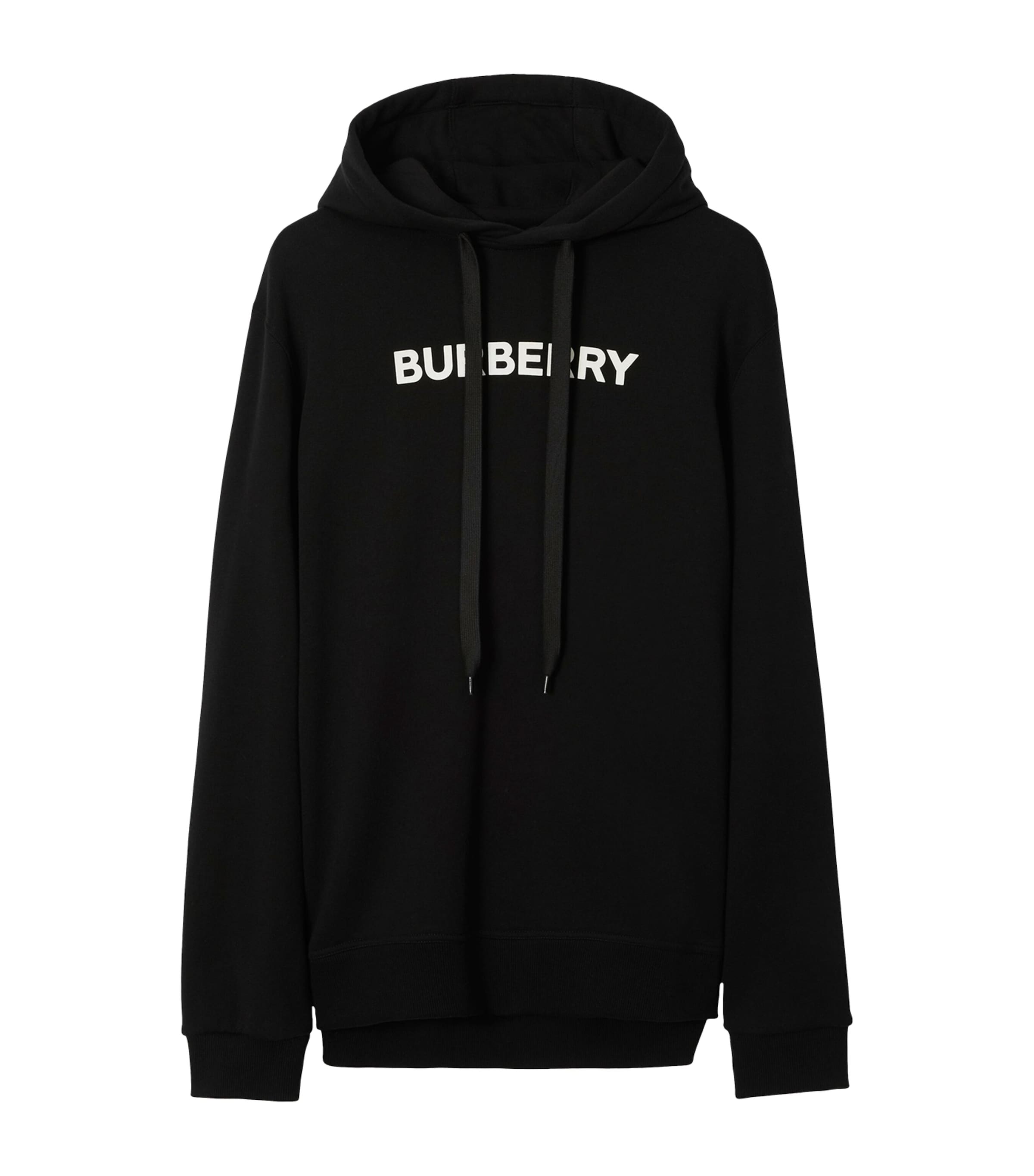 Shop Burberry Cotton Logo Hoodie In Black