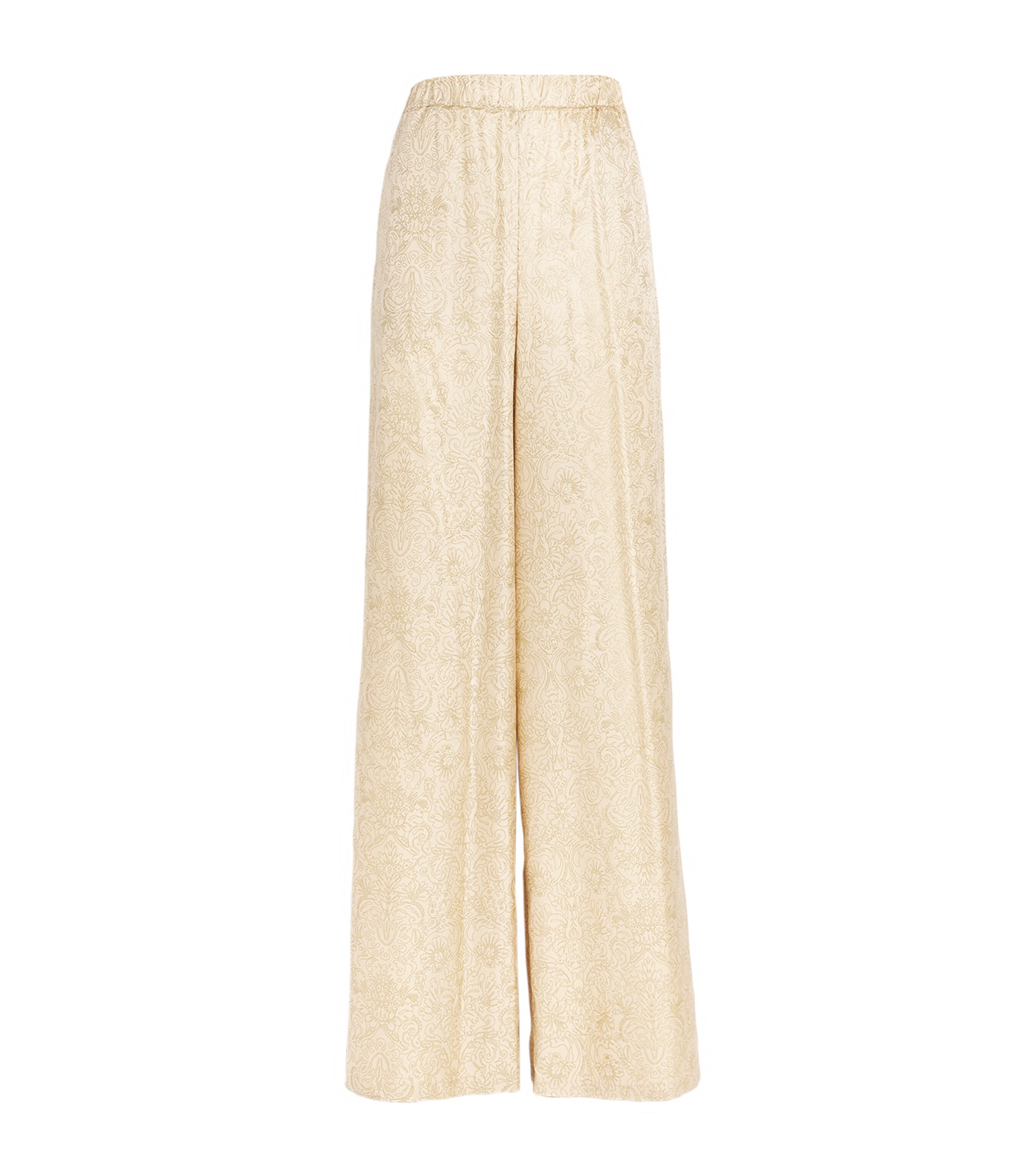 Max Mara Domizia Printed Silk Pants In Beige