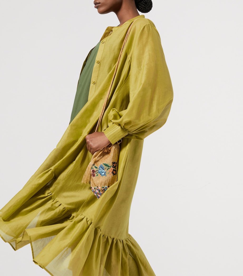 x Maccapani Cotton-Silk Macro Midi Dress OLIVE GREEN Image 4