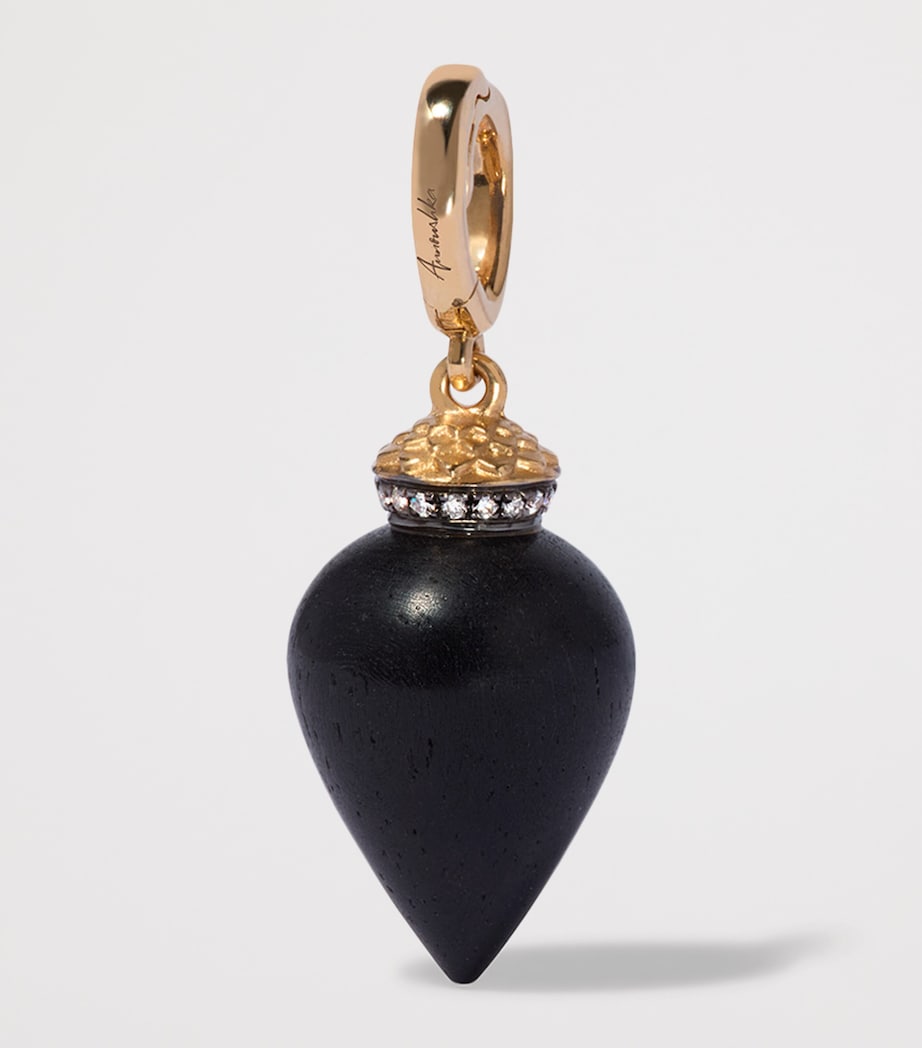 Annoushka Yellow Gold and Diamond Touch Wood Charm Image 2