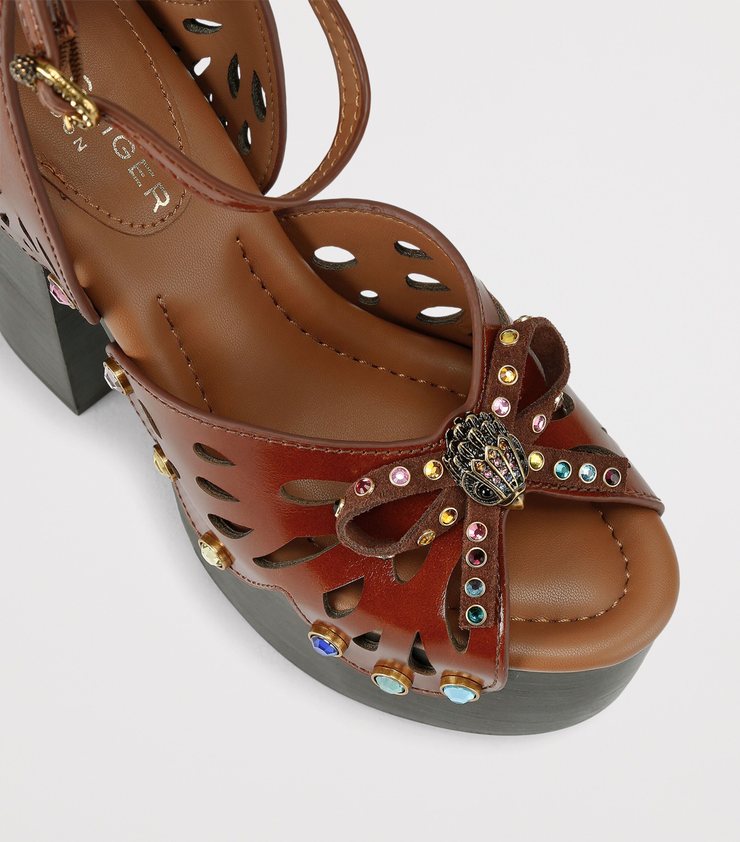 Kurt Geiger London Leather Butterfly Platform Heels Dark Brown Image 4