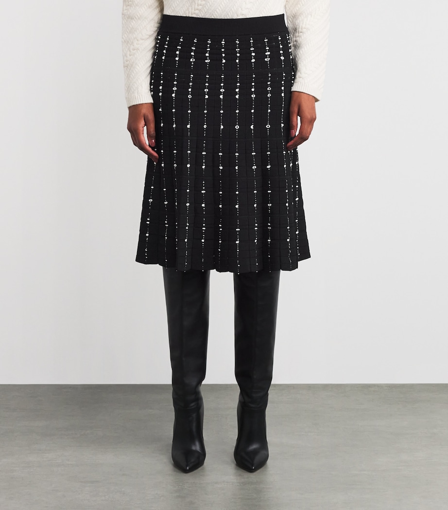 Fragmented Stripes Knitted Midi Skirt BLACK/IVORY Image 3