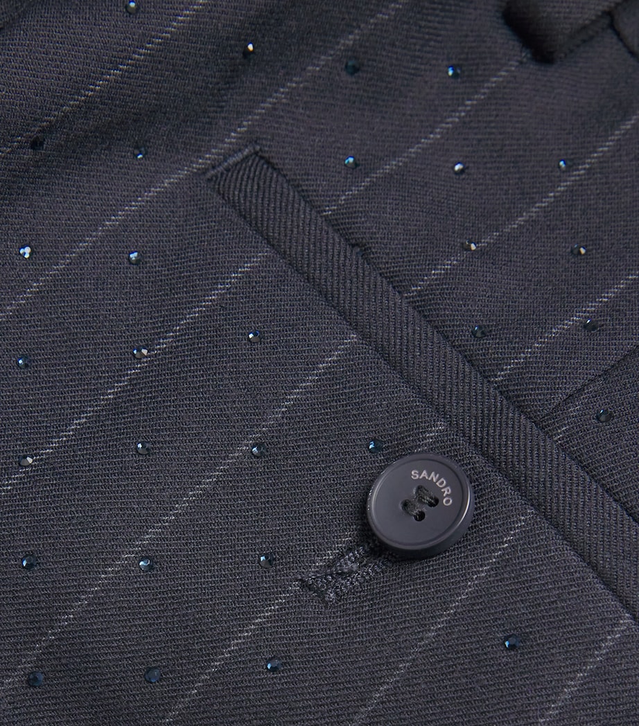 Embellished Pinstripe Trousers NAVY BLUE Image 5