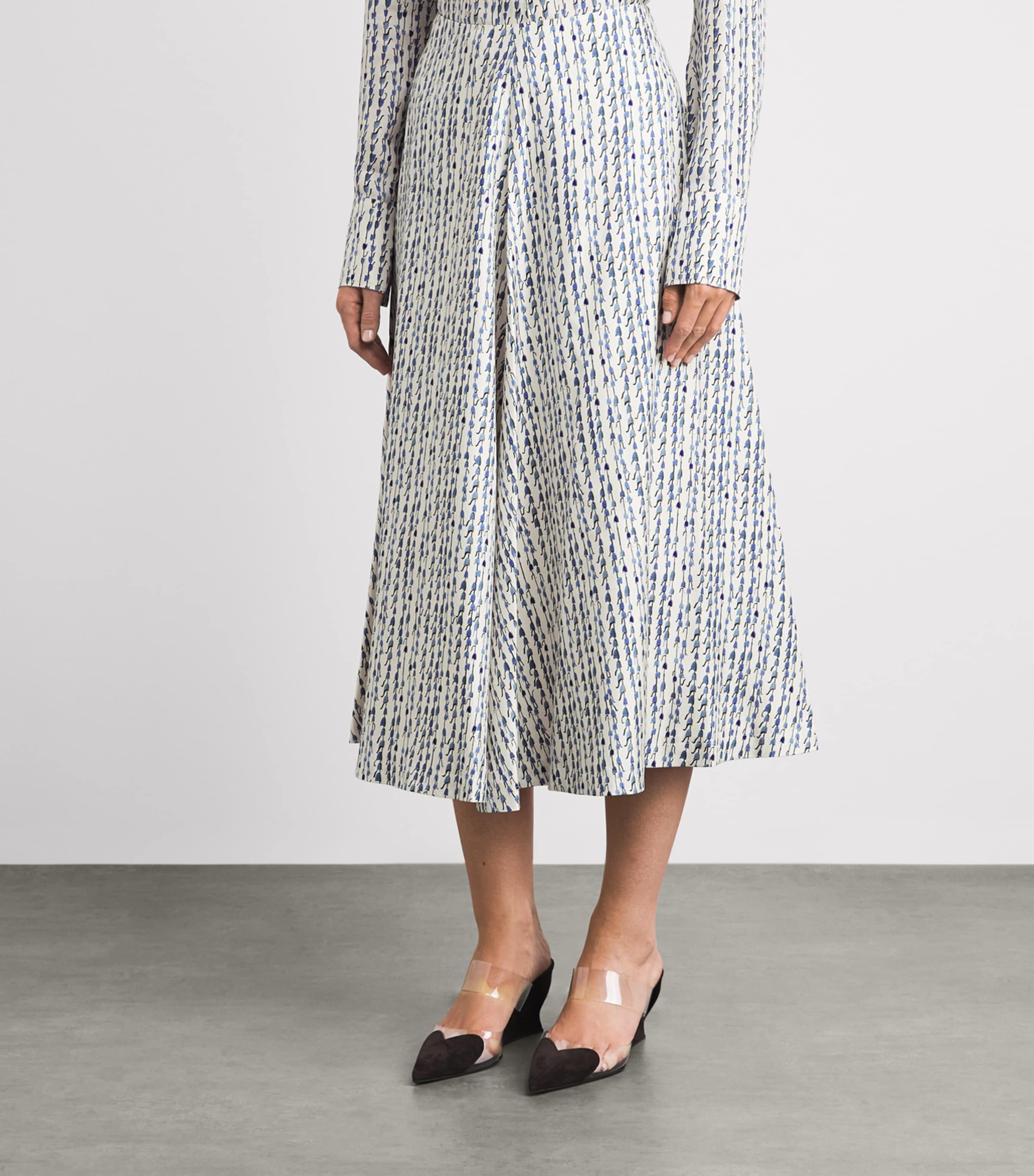 Altuzarra Womens Silk Bluebell Print Varda Midi Skirt Bluebell Image 4