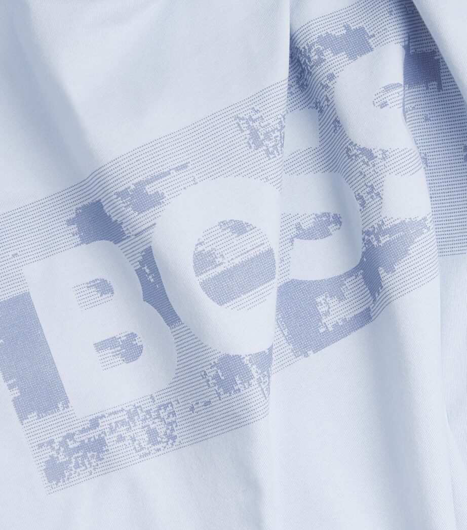 BOSS Mens Stretch-Cotton Logo T-Shirt Open Blue Image 6