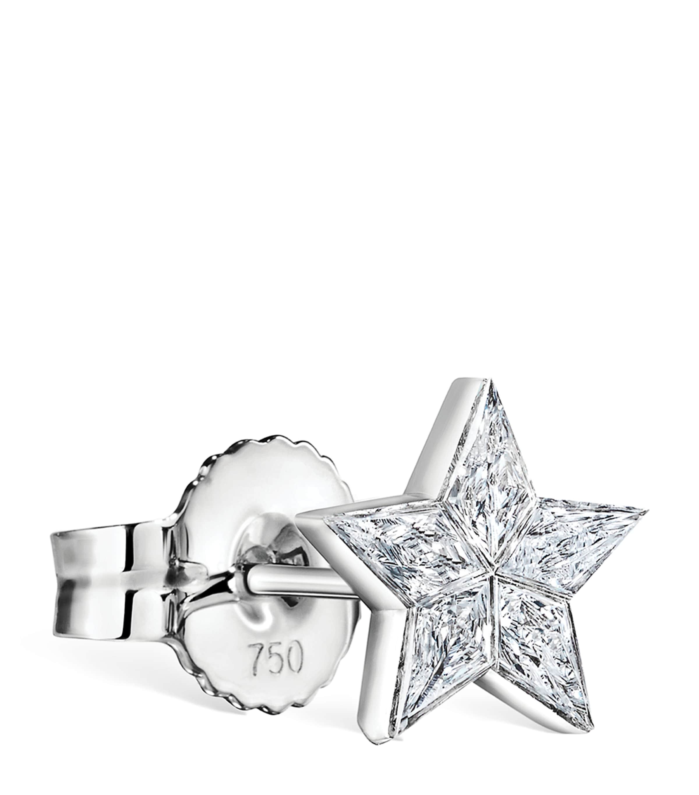 Maria Tash Invisible Set Diamond Star Stud Earring In White