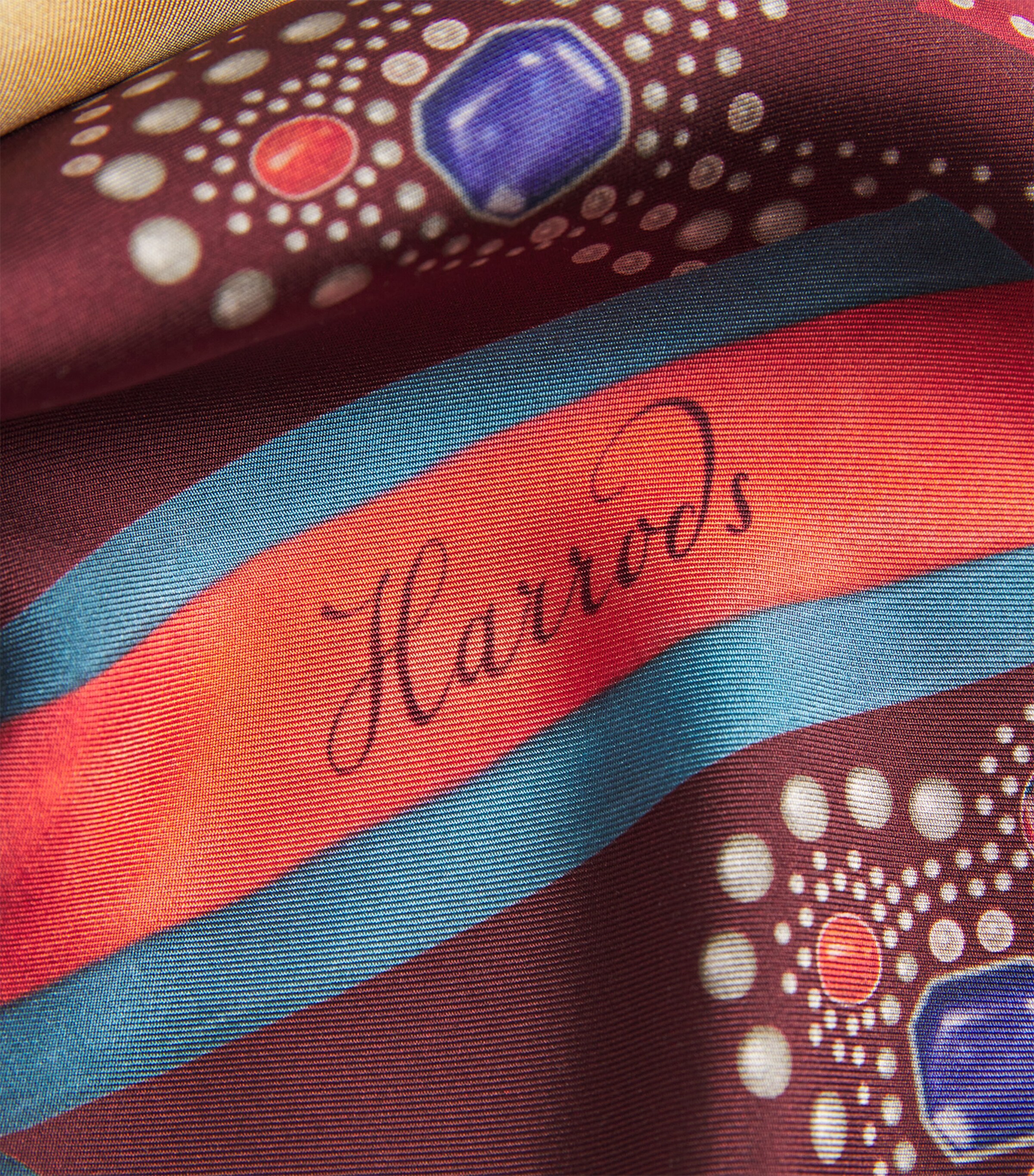 Harrods Silk Lion Regalia Print Square Scarf Burgundy Image 6