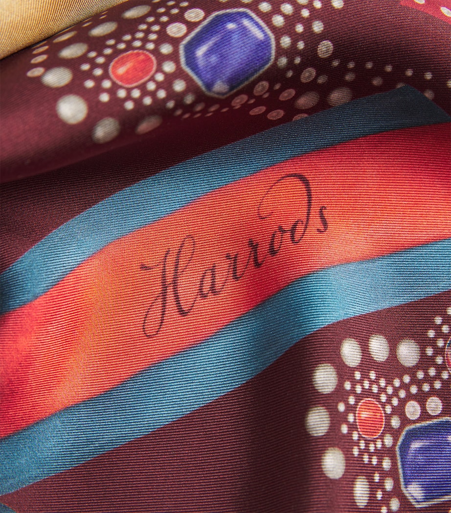 Harrods Silk Lion Regalia Print Square Scarf Burgundy Image 6