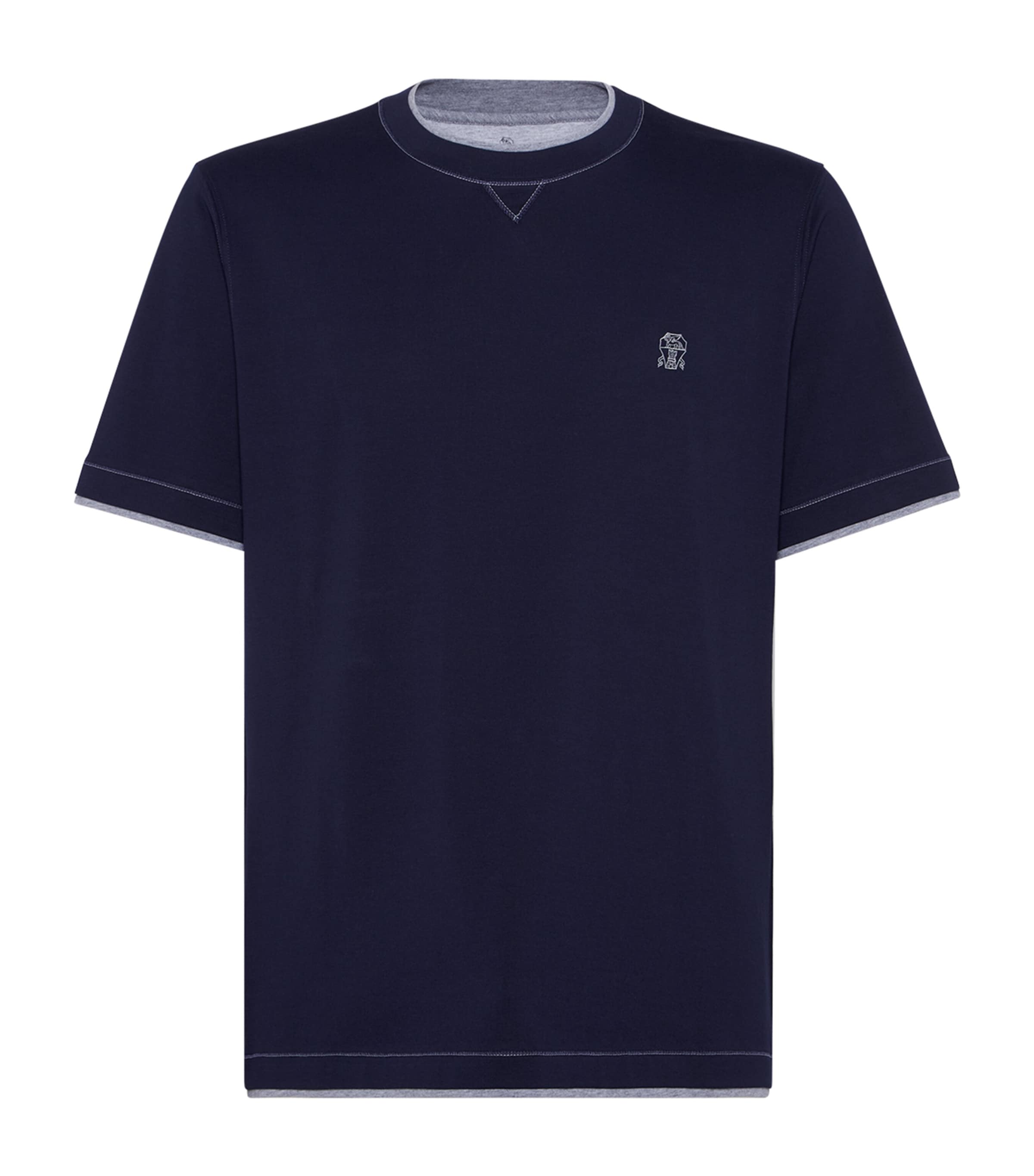Tシャツ・カットソー BRUNELLO CUCINELLI FAUX LAYERING AND LOGO T-SHIRT Brunello Cucinelli T-shirt Faux-layering Brunello Cucinelli