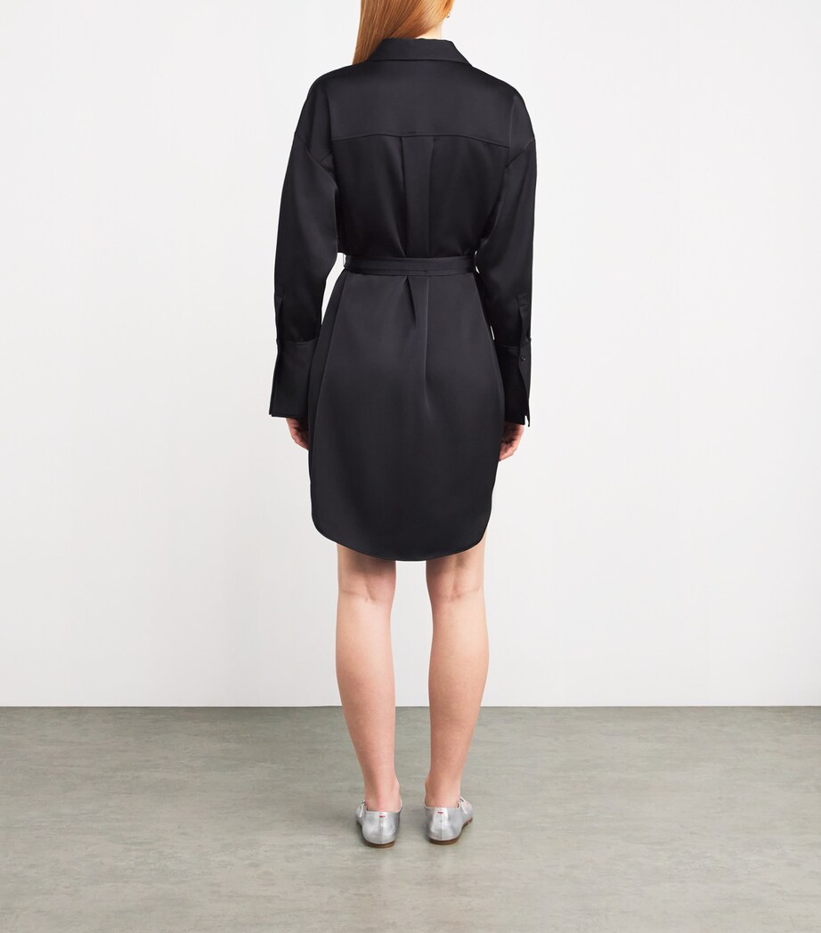 MAX&Co. Womens Satin Shirt Mini Dress Black Image 3