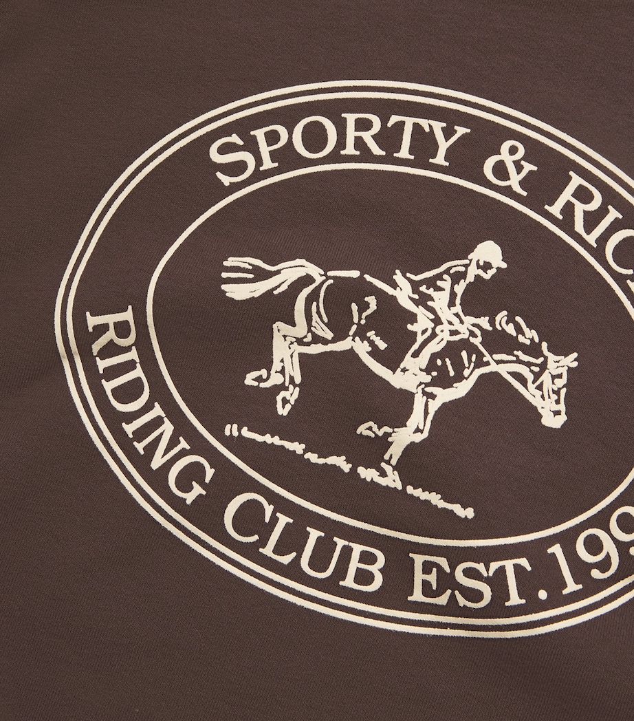 Sporty & Rich Womens Cotton Riding Club Sweatshirt Chocolate Cream Image 5
