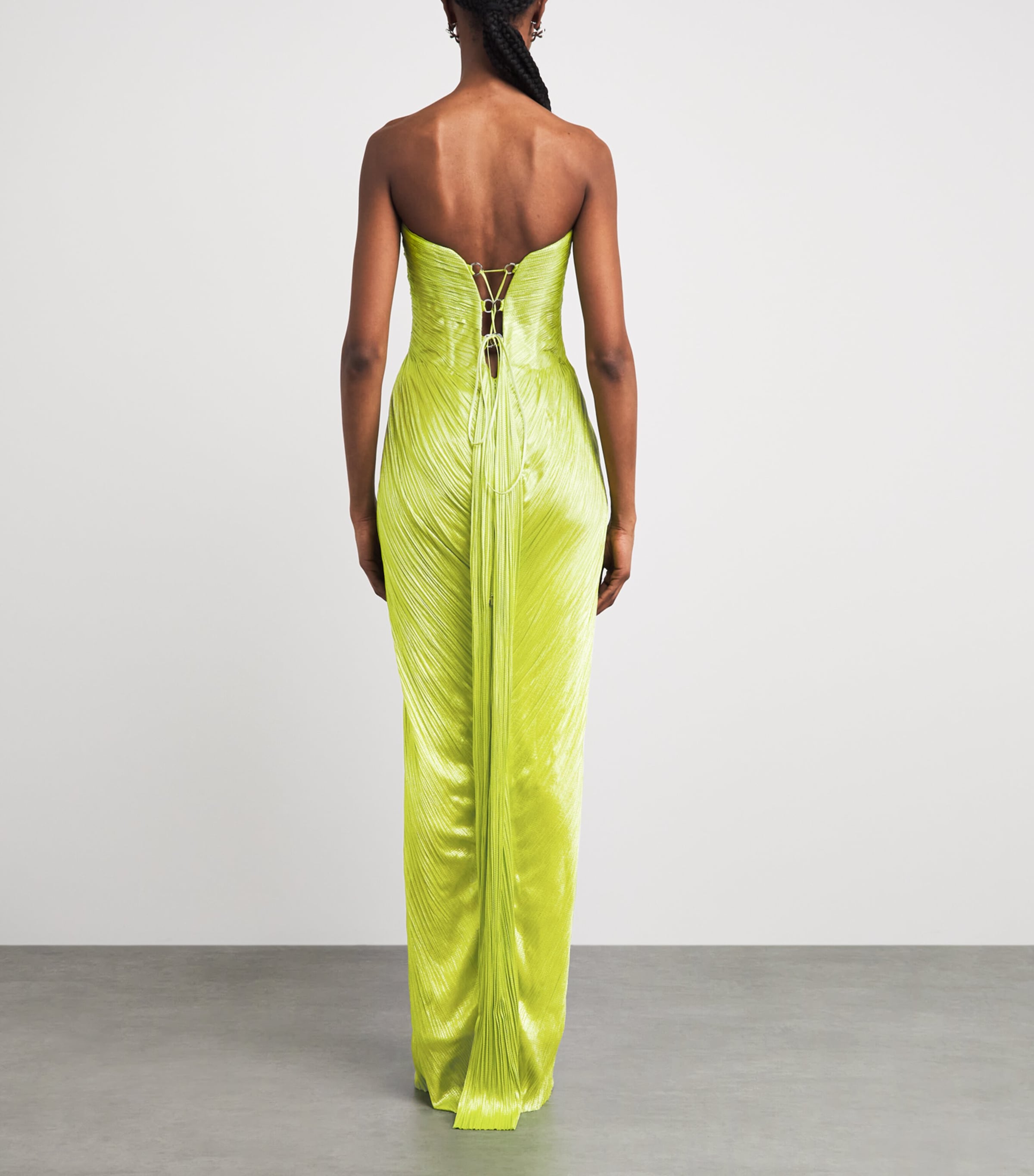 Maria Lucia Hohan Womens Silk Stephanie Bustier Gown Lime Image 4