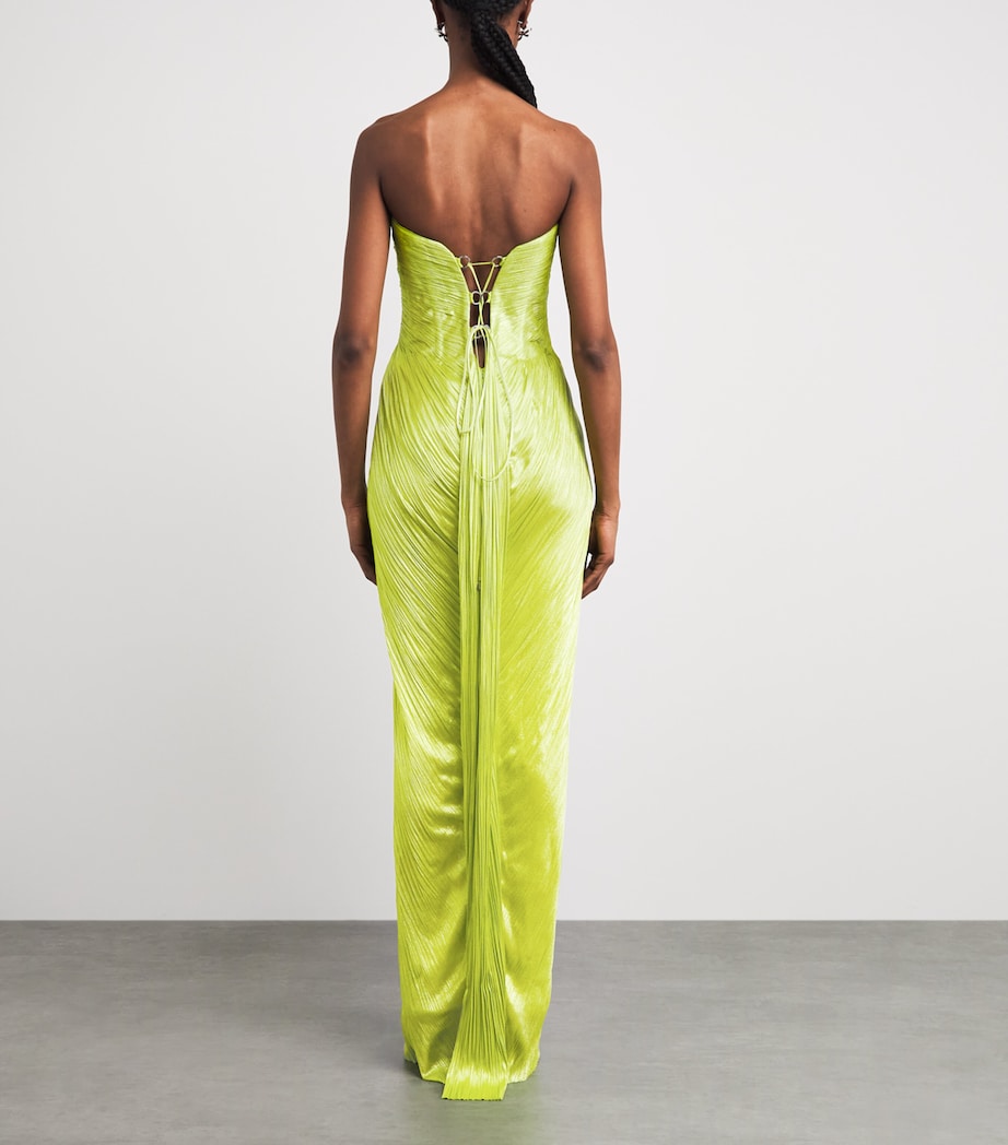 Maria Lucia Hohan Womens Silk Stephanie Bustier Gown Lime Image 4