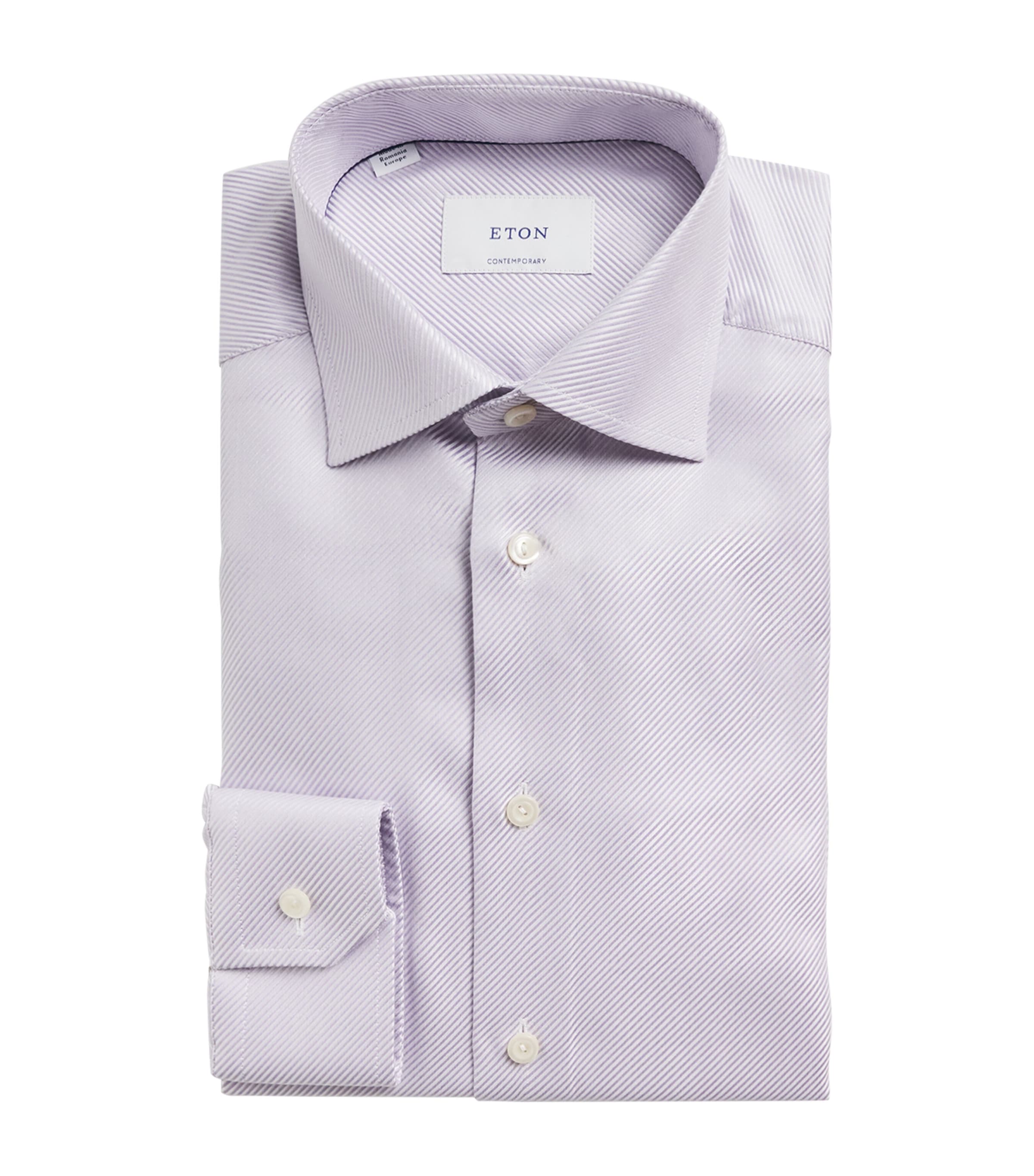 Eton Mens Organic Cotton King Twill Shirt Light Purple Image 1