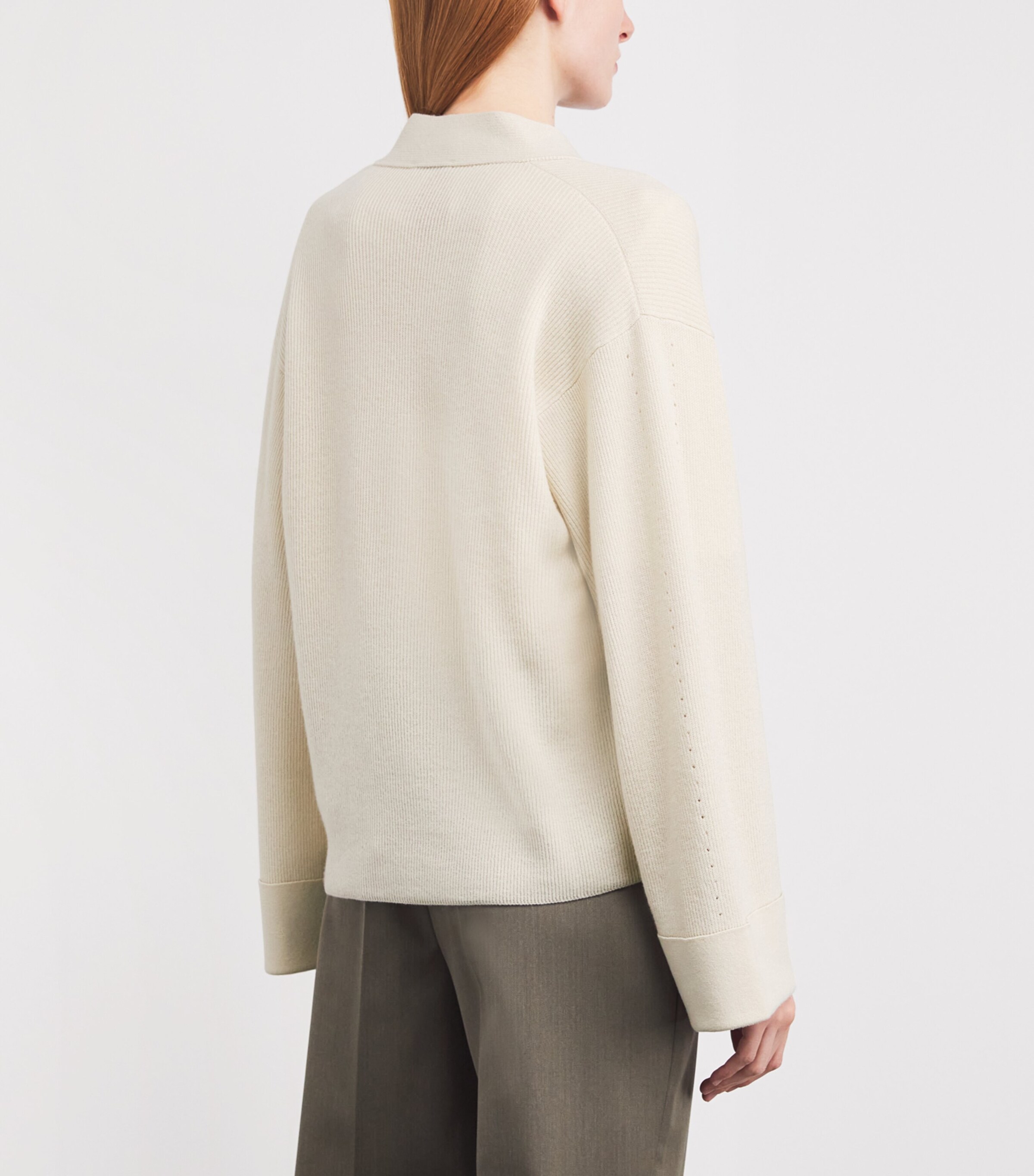 Agnona Womens Cashmere-Blend V-Neck Cardigan Ivory Butter Image 4