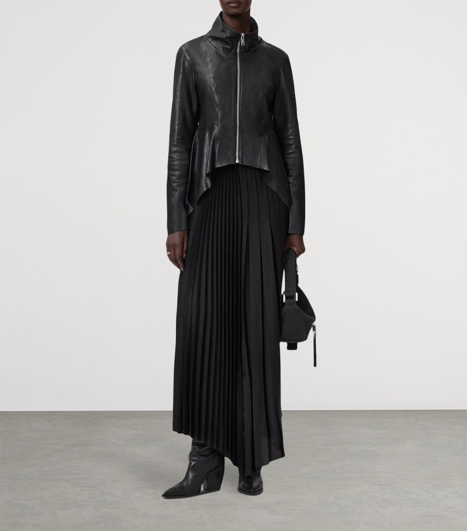 AllSaints Womens Leather Grace Biker Jacket Black Image 7