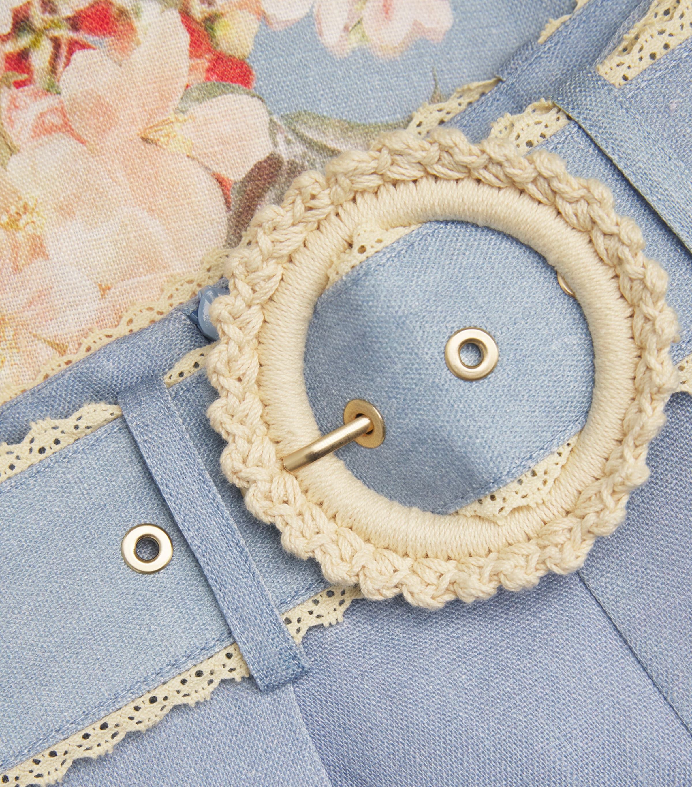 Zimmermann Linen Floral Cascadian Tuck Shorts | Harrods UK
