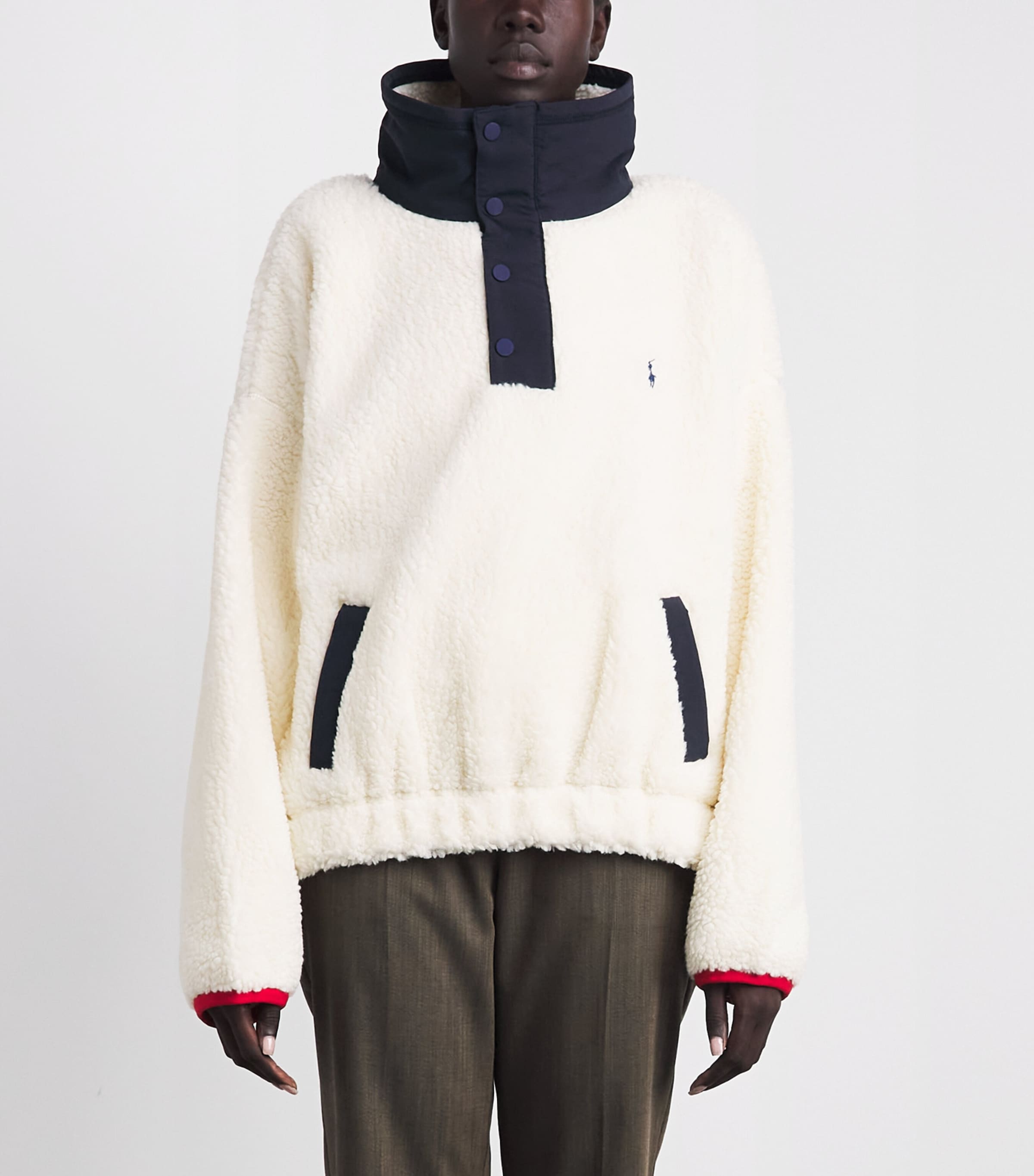 Polo Ralph Lauren Womens Fleece Polo Bear Sweater Clubhouse Cream Mlti Image 4