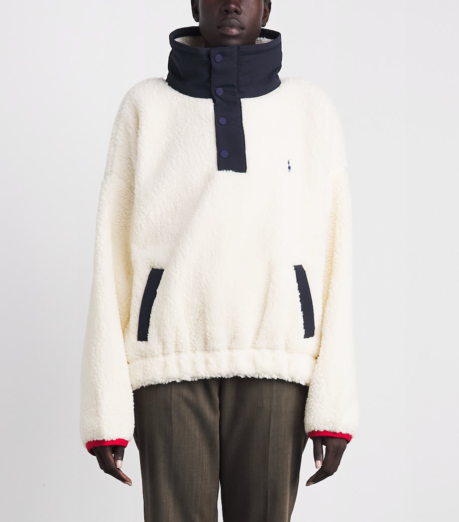 Polo Ralph Lauren Womens Fleece Polo Bear Sweater Clubhouse Cream Mlti Image 4