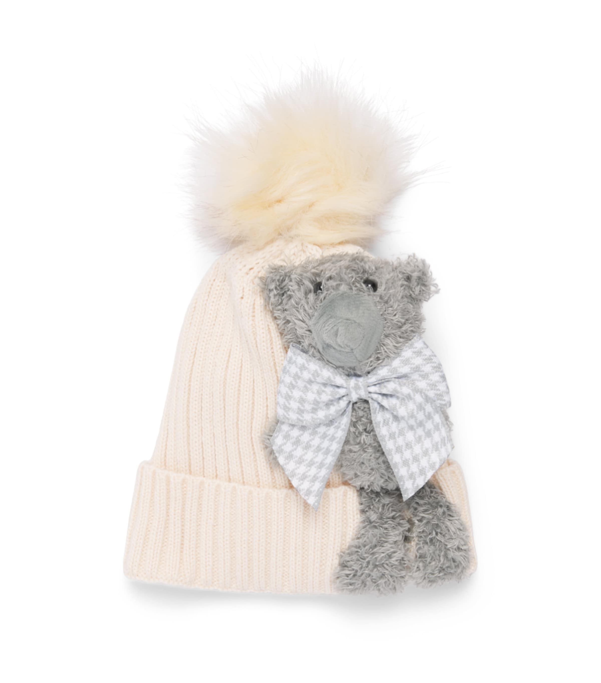 Monnalisa Wool-Blend Teddy Hat Gardenia Image 1