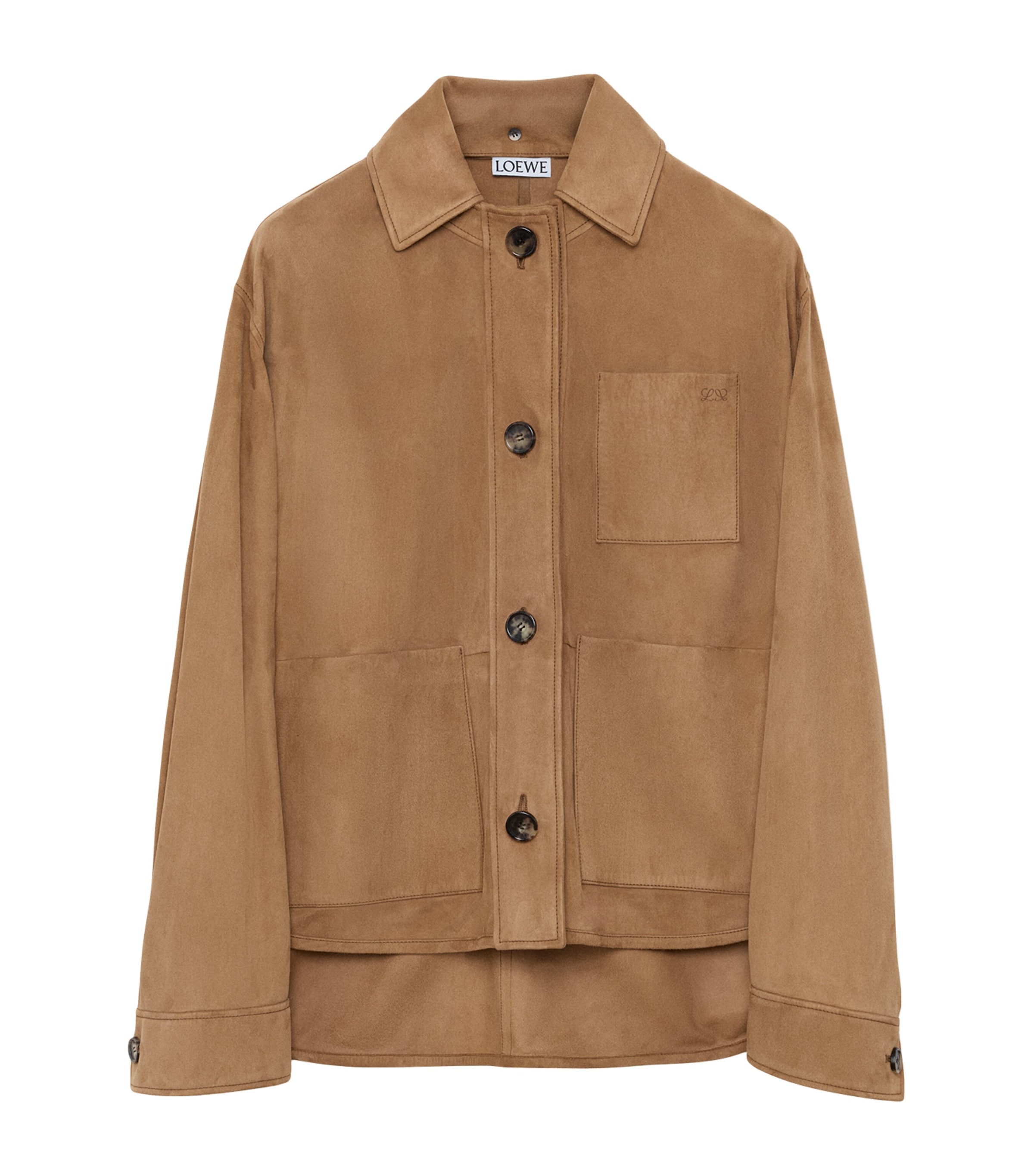 LOEWE Womens Suede Workwear Jacket Tan Image 1