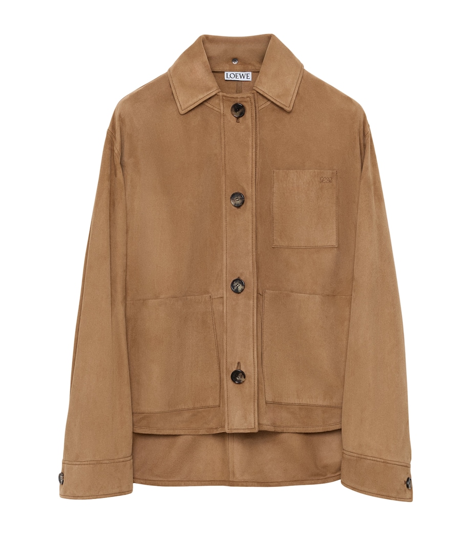 LOEWE Womens Suede Workwear Jacket Tan Image 1