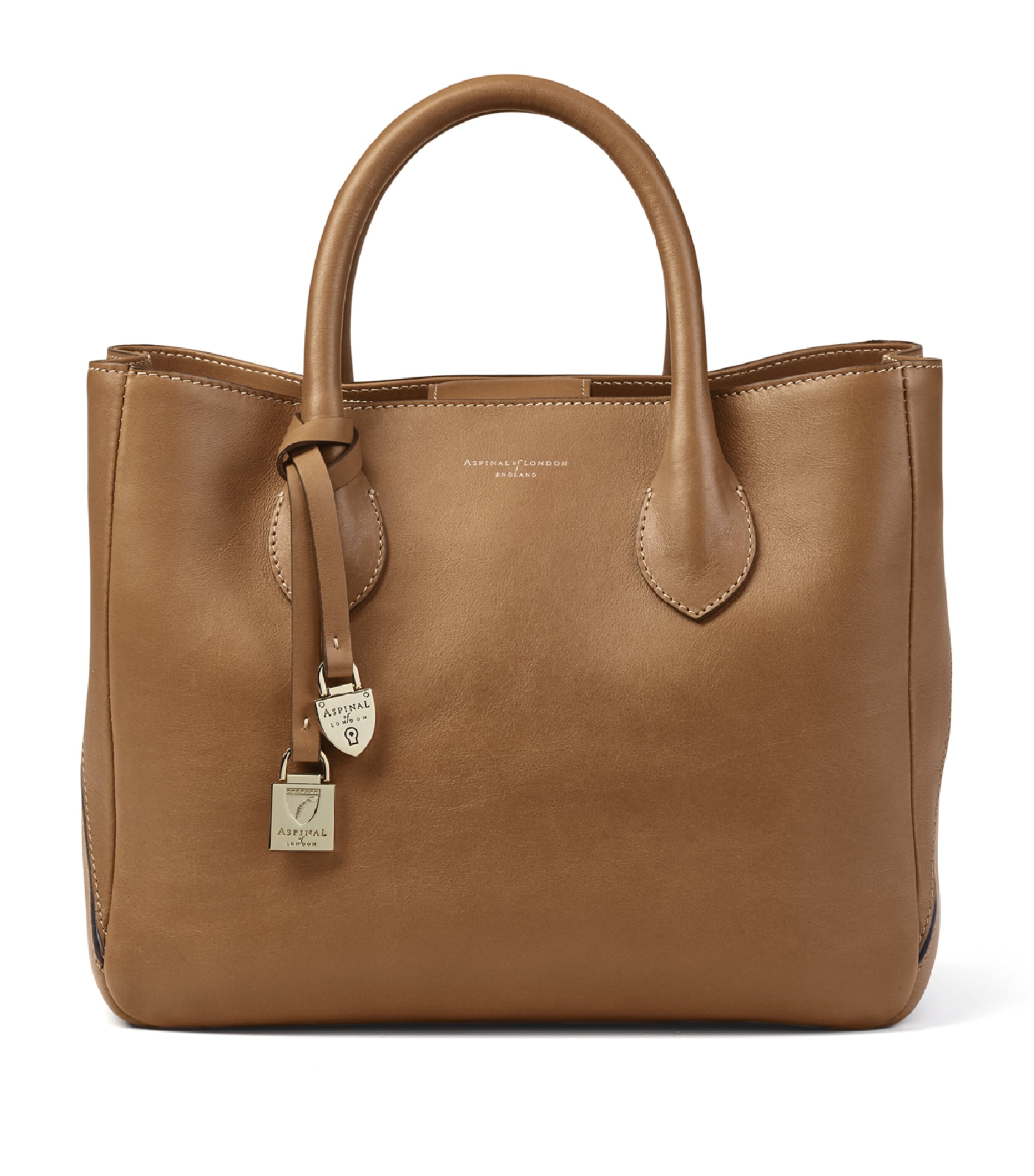 Shop Aspinal Of London Midi Leather London Tote Bag In Brown