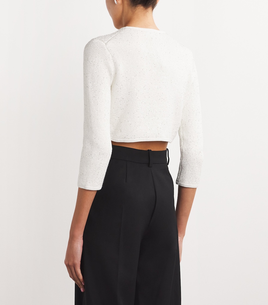 Knitted Sequinned Cardigan WHITE Image 4