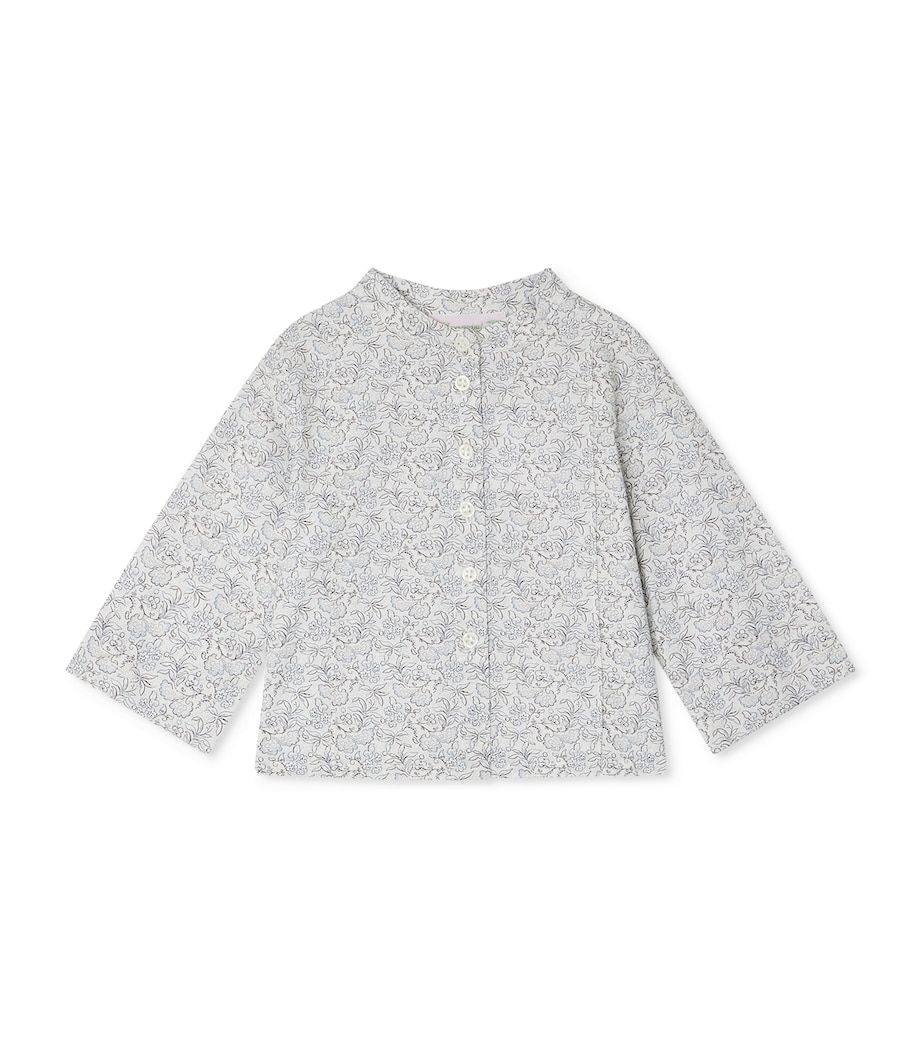 Cotton Floral Shirt (1-18 Months) FL BLEU GRIS Image 1