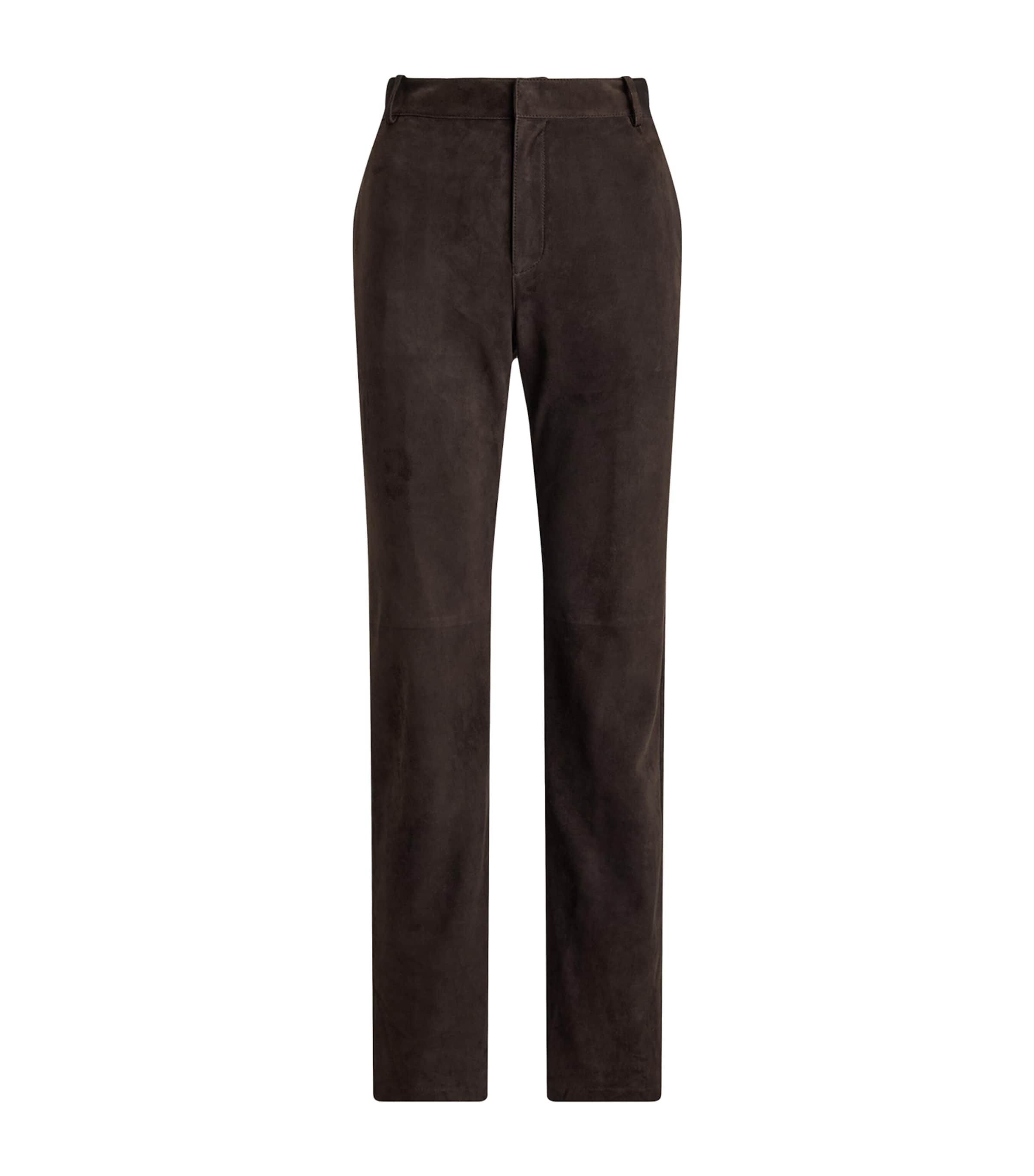 Ralph Lauren Collection Womens Suede Keegan Straight Trousers Espresso Image 1