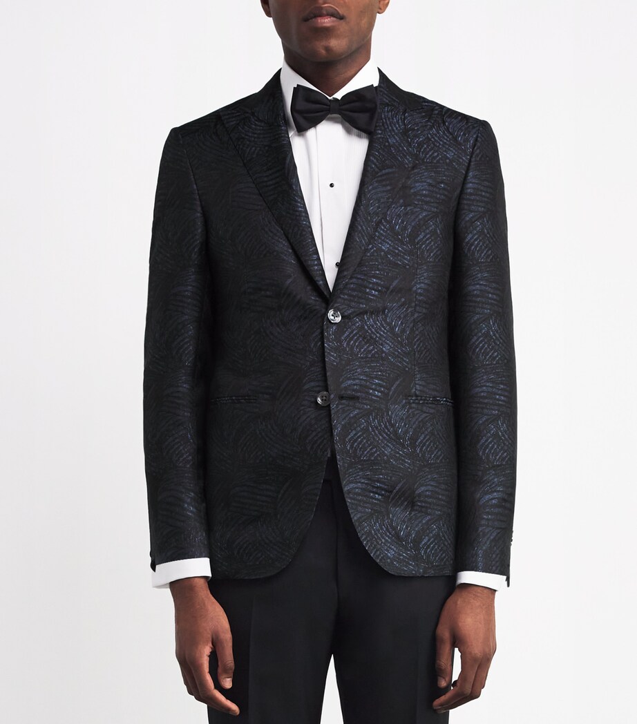 Corneliani Mens Silk Jacquard Blazer Black Image 3