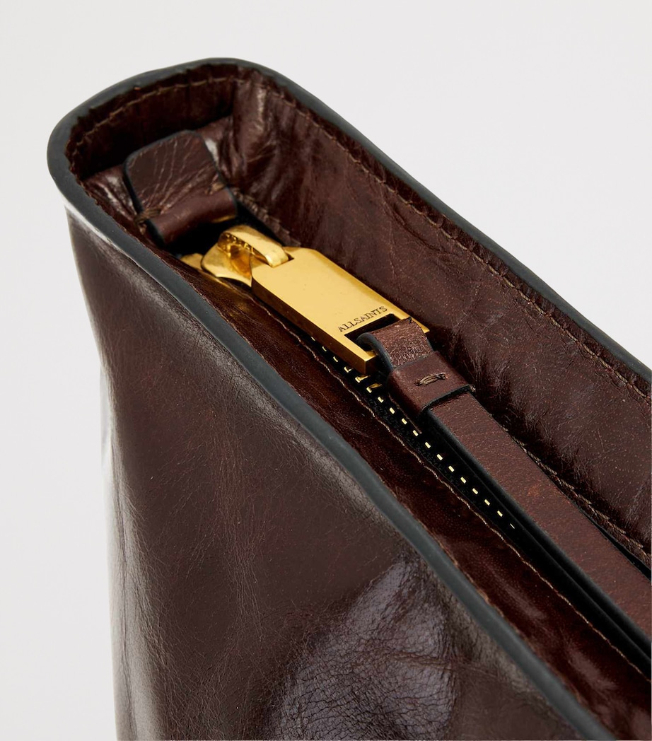 AllSaints Buffalo Leather Jean Rey Tote Bag Cognac Brown Image 5
